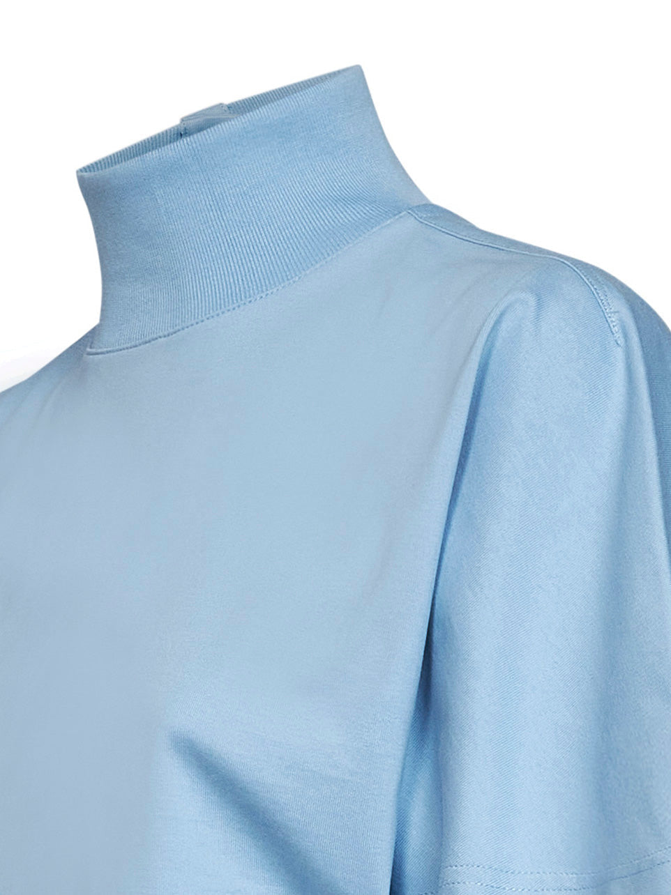 Alaïa Women Sky Blue Cotton Jersey Cropped T-Shirt ALAIA