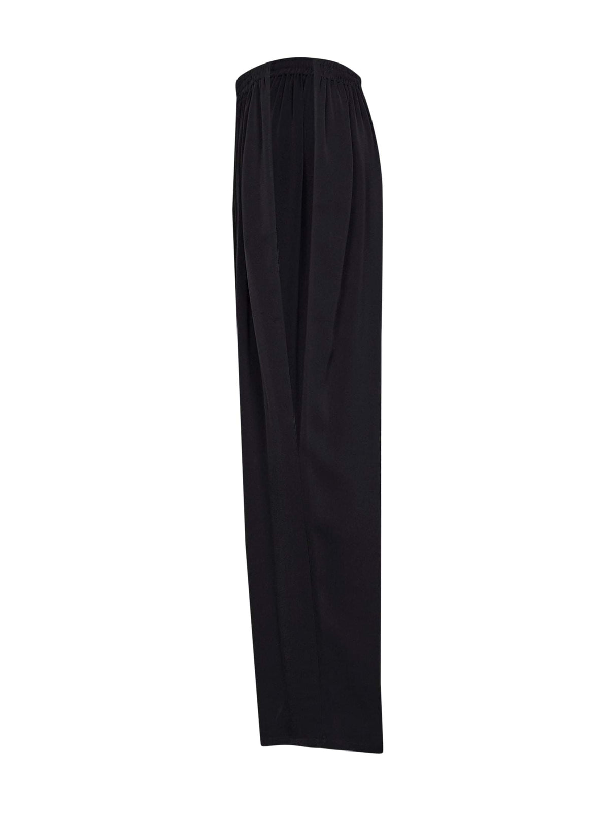 Alaïa Women Black Cady Straight Trousers With Contrasting Bands ALAIA