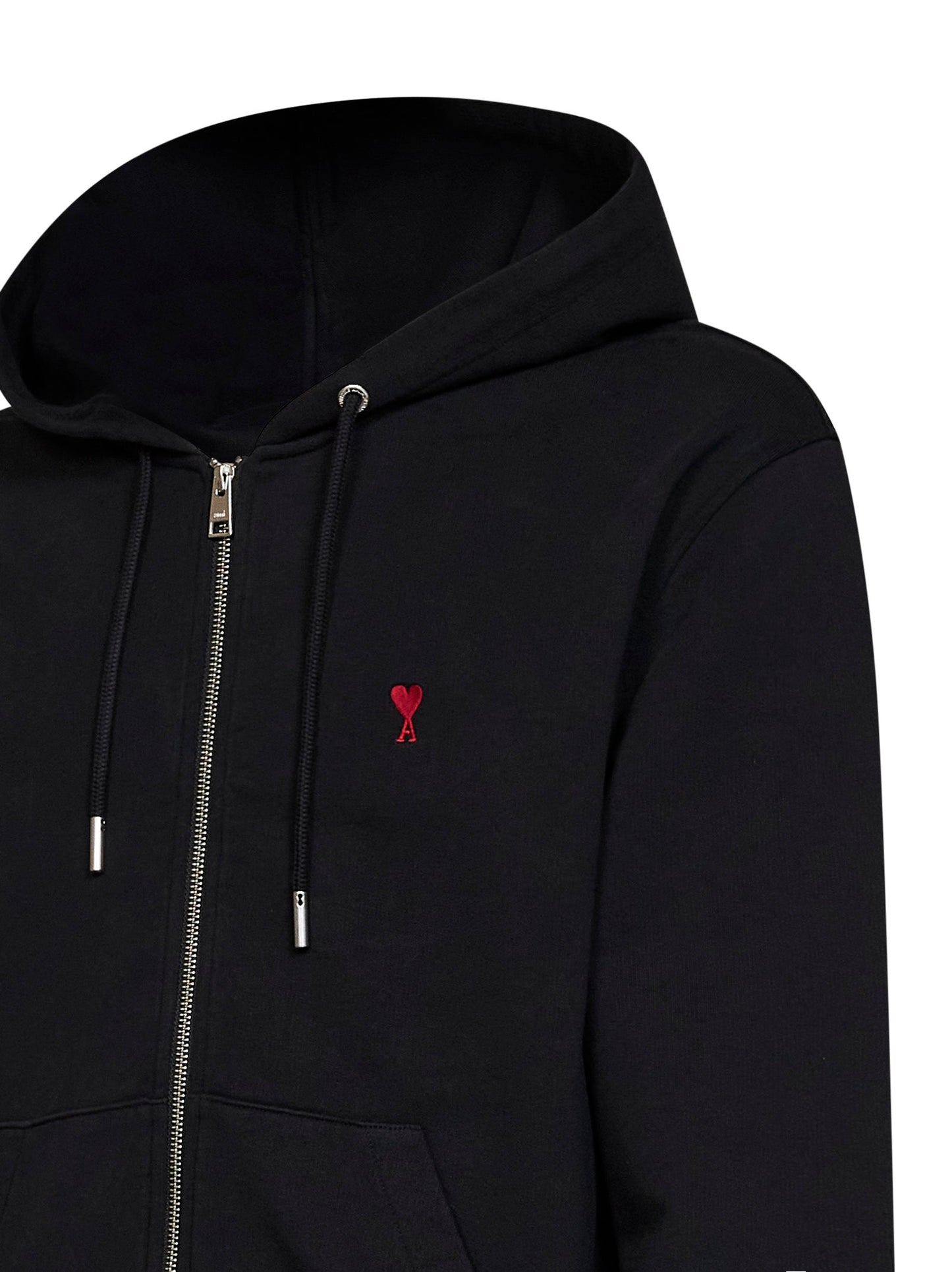 Ami Paris Men Black Cotton Ami De Cœur Zip-Up Hoodie AMI PARIS