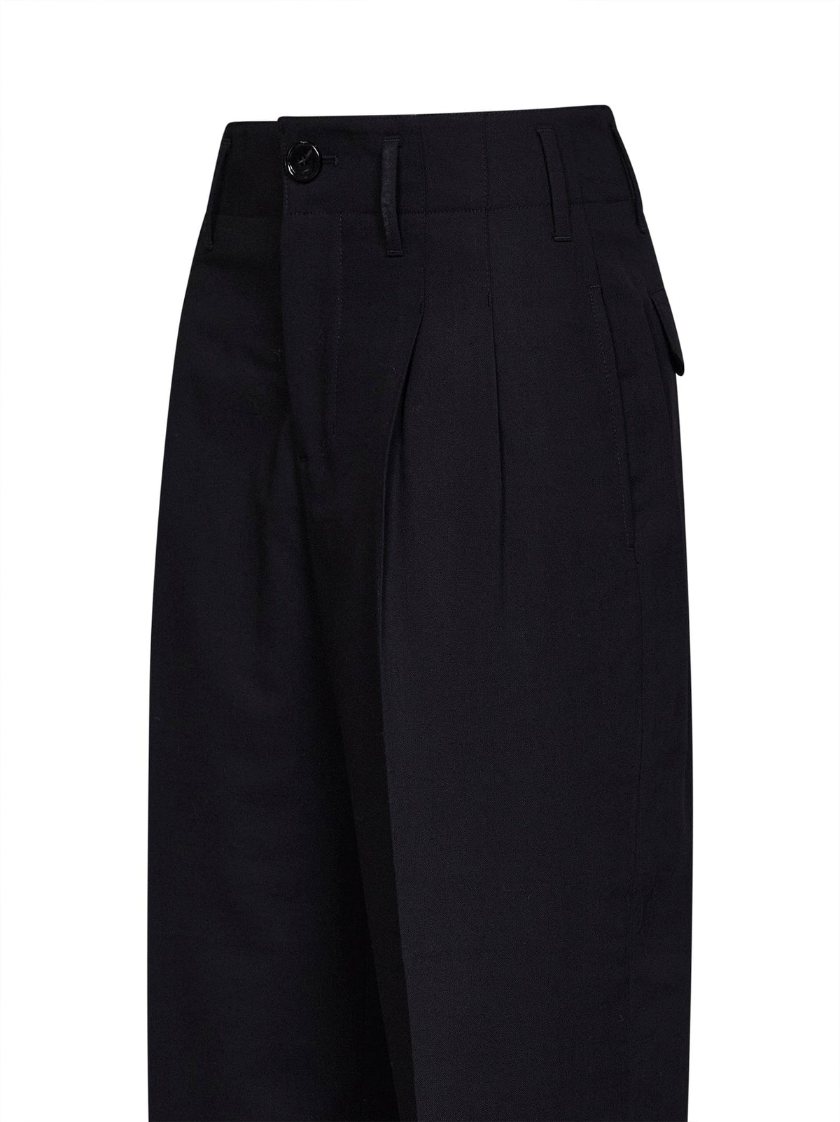 Ami Paris Women Black Virgin Wool Double-Pleat Trousers AMI PARIS