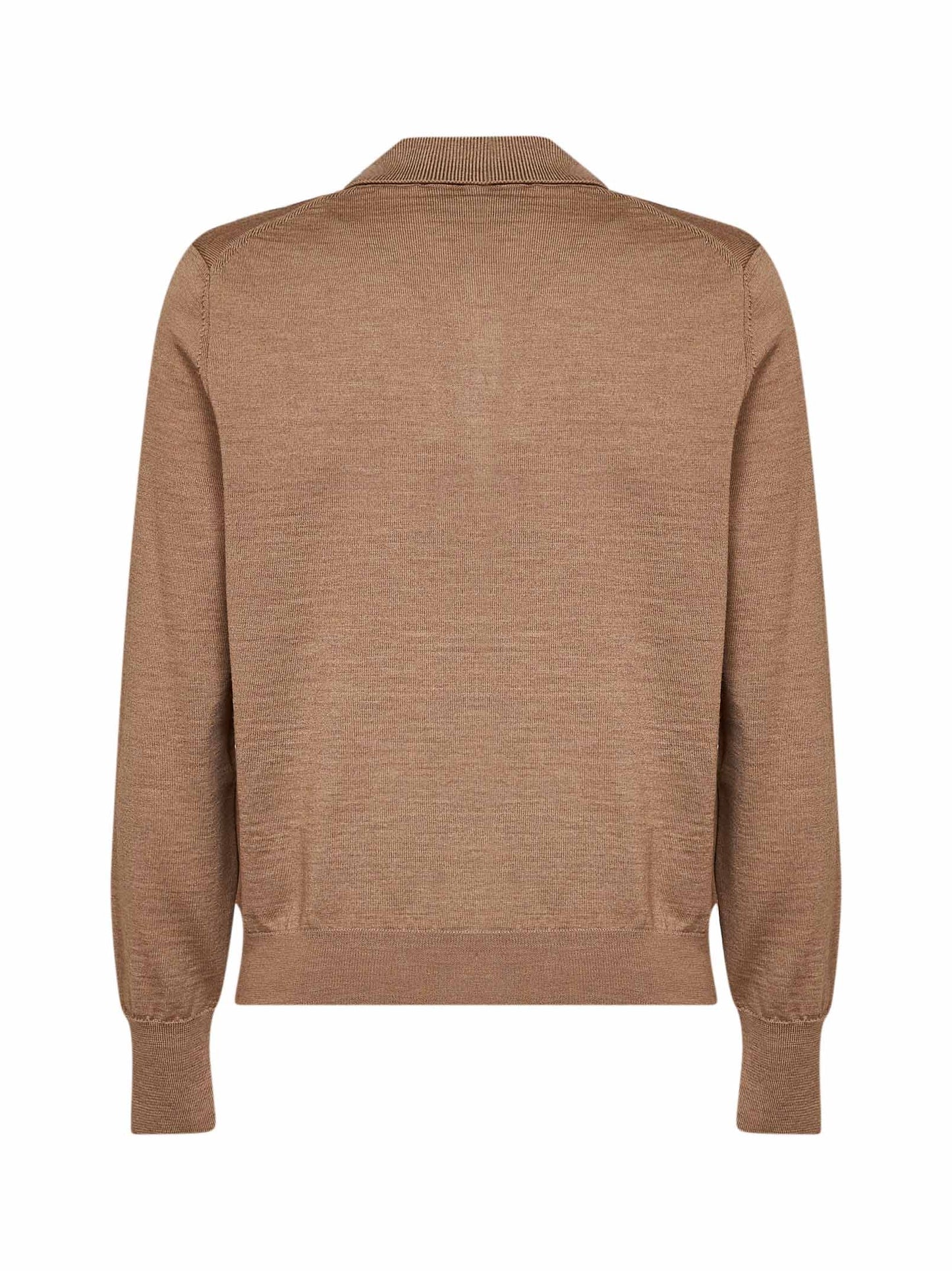 Ami Paris Men Camel Extra-Fine Merino Wool Knit Ami De Cœur Polo Shirt AMI PARIS