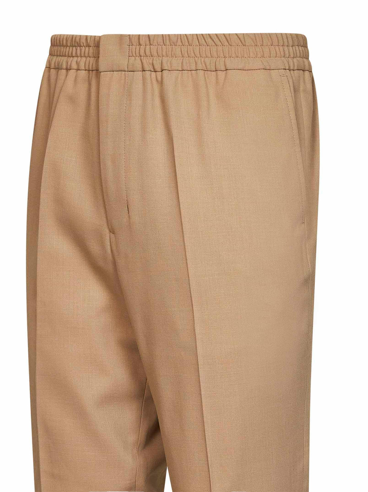 Ami Paris Men Beige Wool Serge Trousers With Elasticated Waistband AMI PARIS