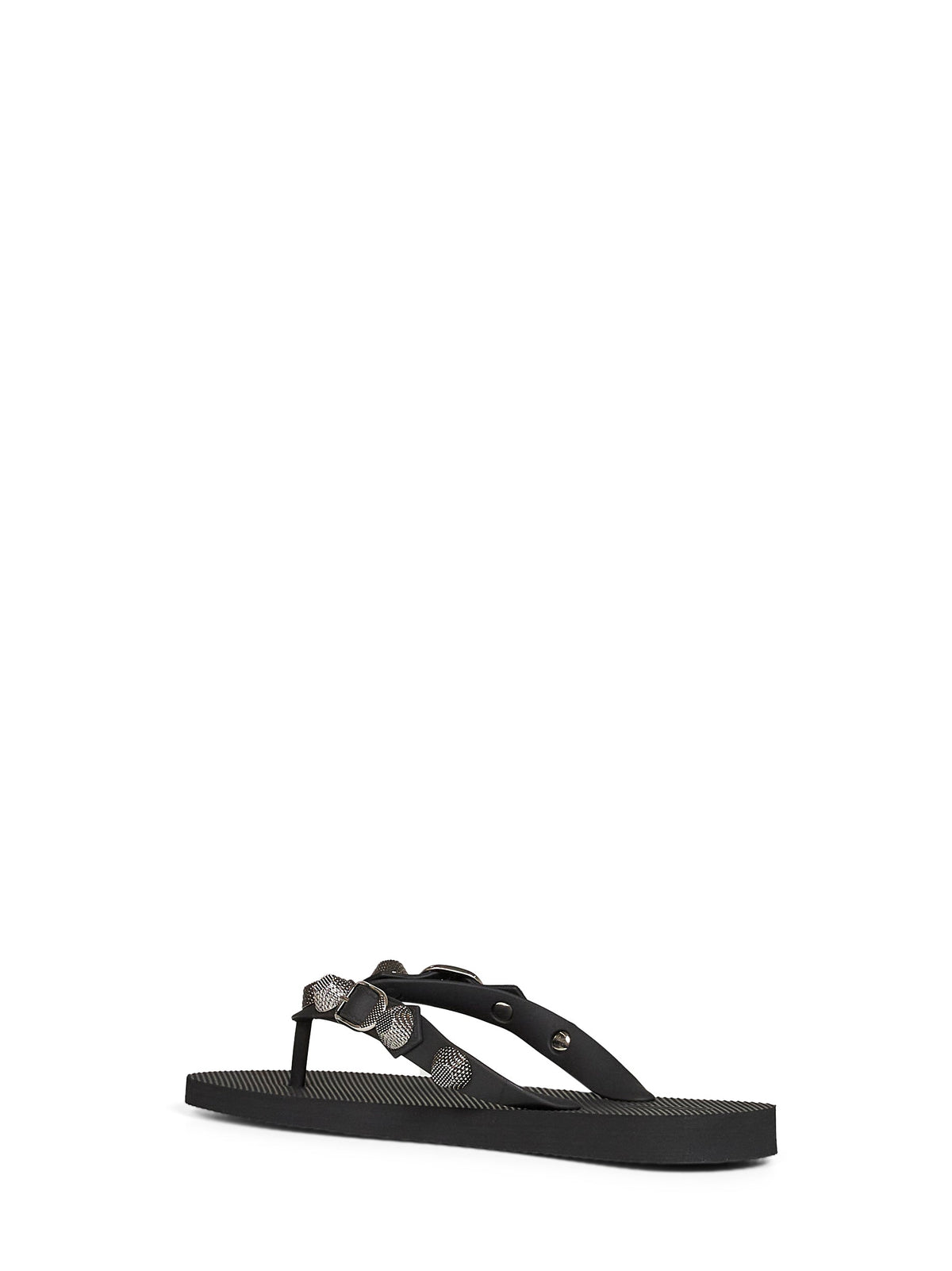 Balenciaga Women Black Recycled Rubber Cagole Thong Sandals