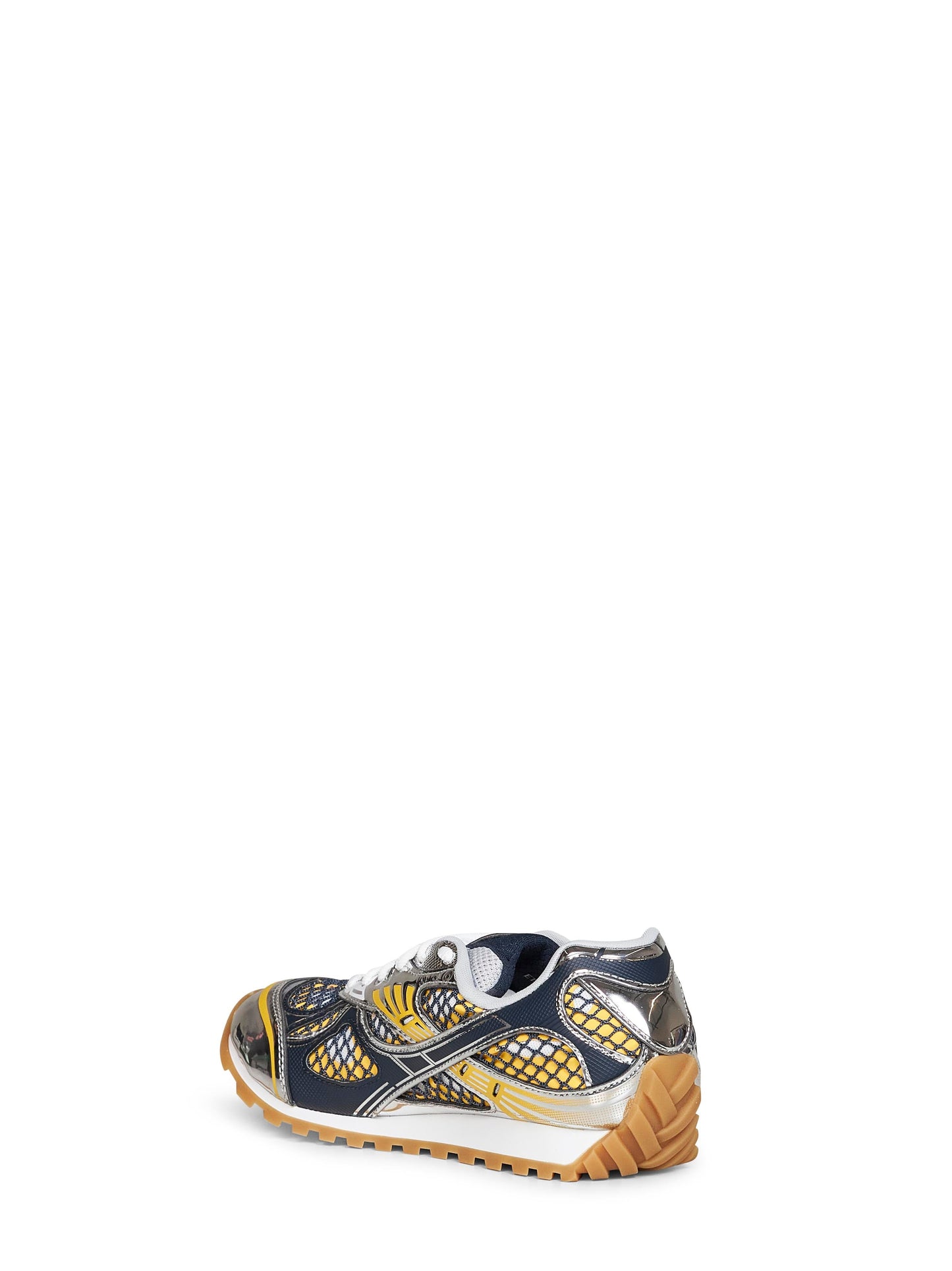 Bottega Veneta Men Taxi Yellow And Denim Technical Fabric And Mesh Orbit Sneakers BOTTEGA VENETA