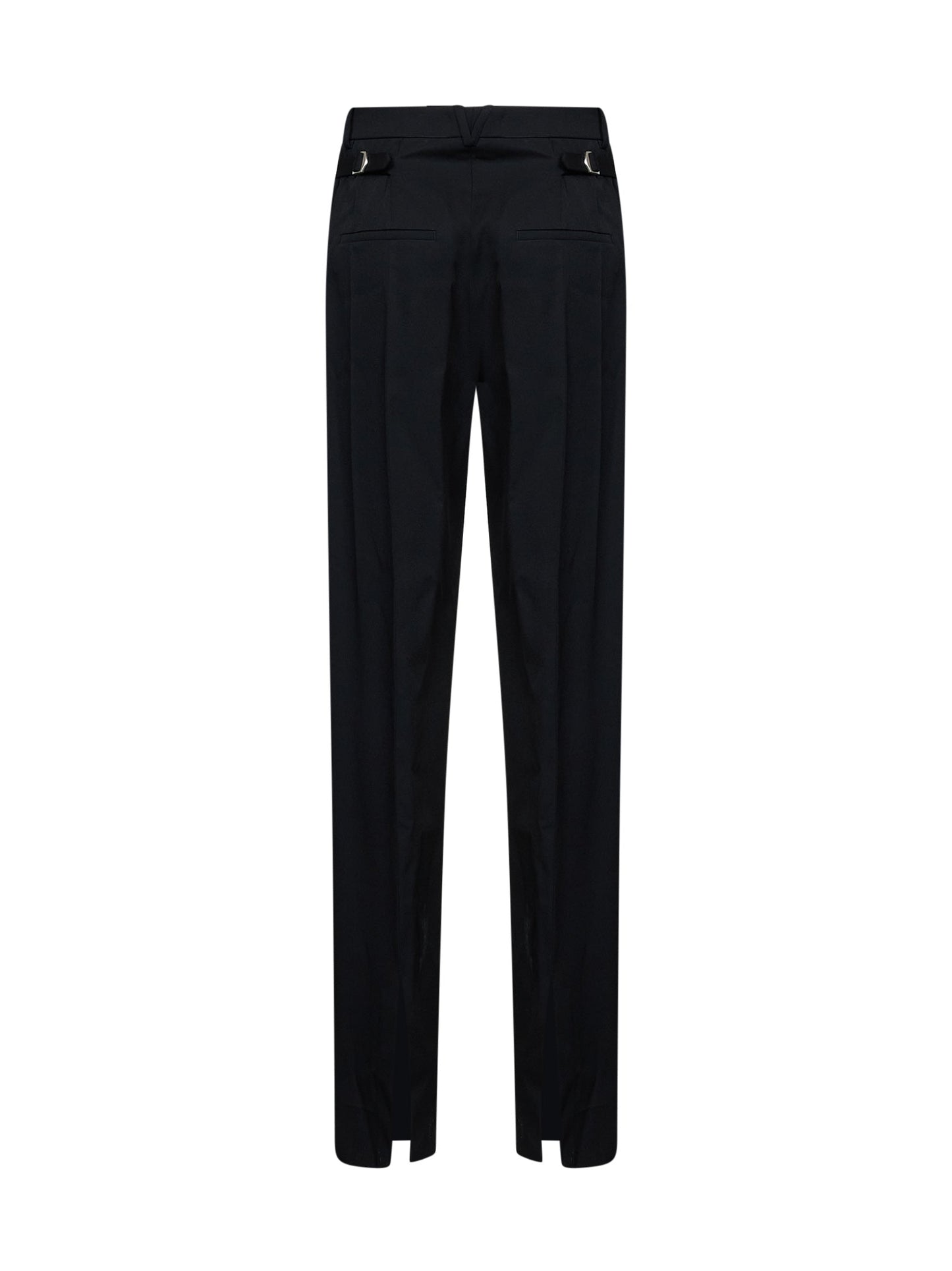 Bottega Veneta Women Black Grain De Poudre Wool Trousers With Tabs BOTTEGA VENETA