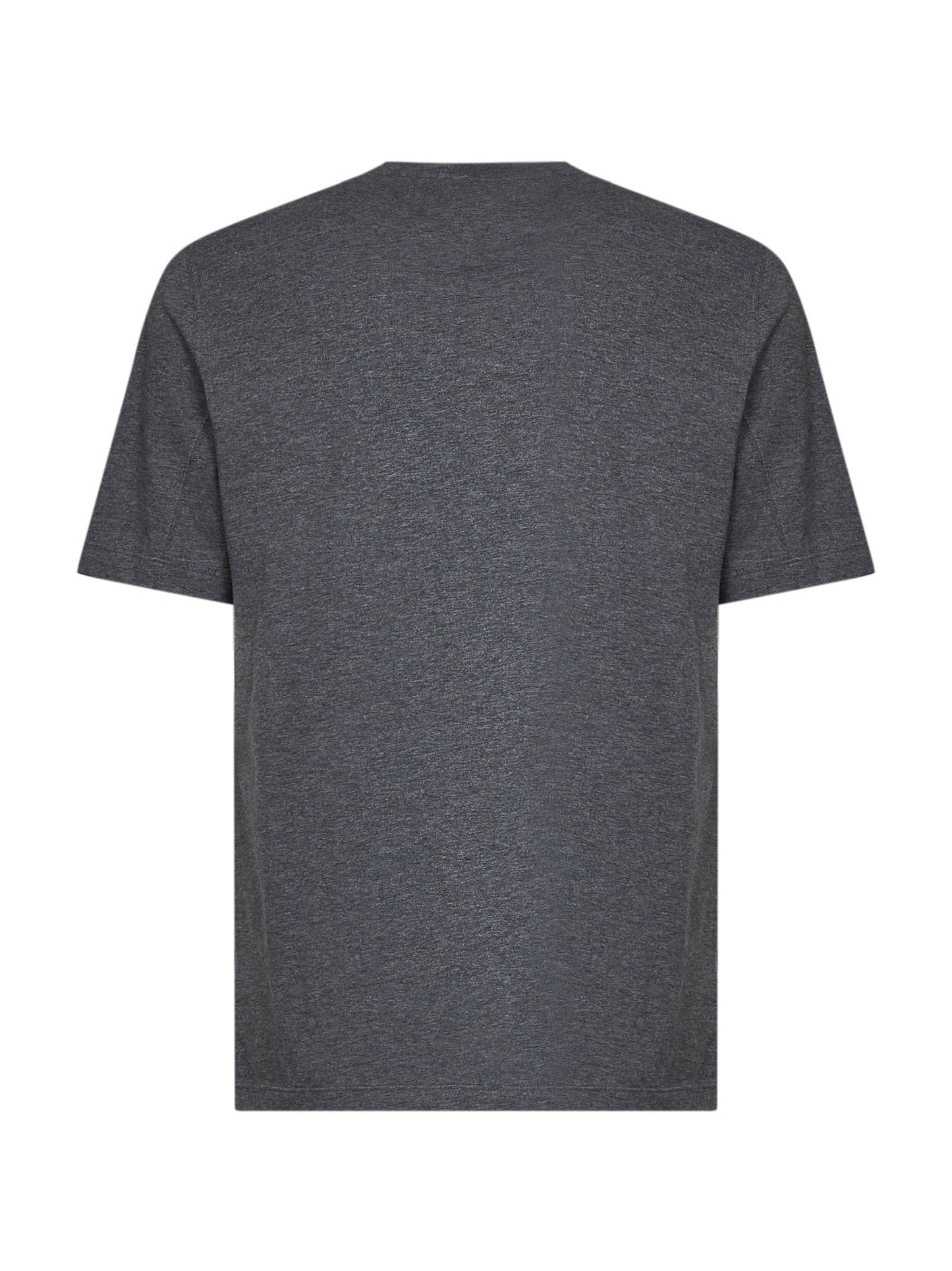 Brunello Cucinelli Men Lead Grey Cotton Jersey Logo Crewneck T-Shirt BRUNELLO CUCINELLI