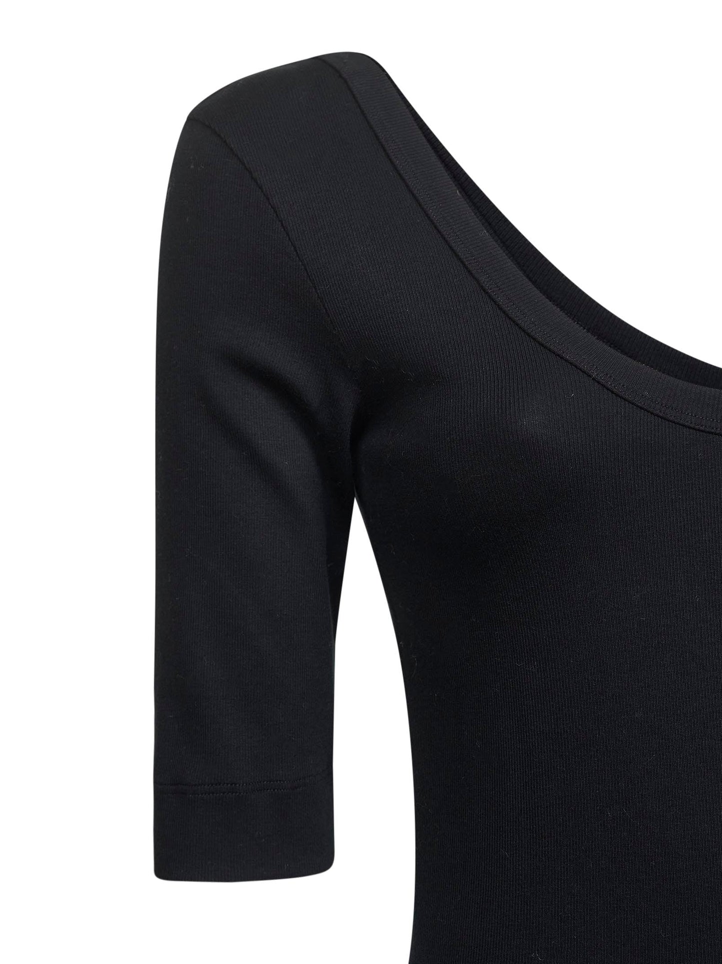 Brunello Cucinelli Women Black Ribbed Stretch Jersey Monili T-Shirt BRUNELLO CUCINELLI