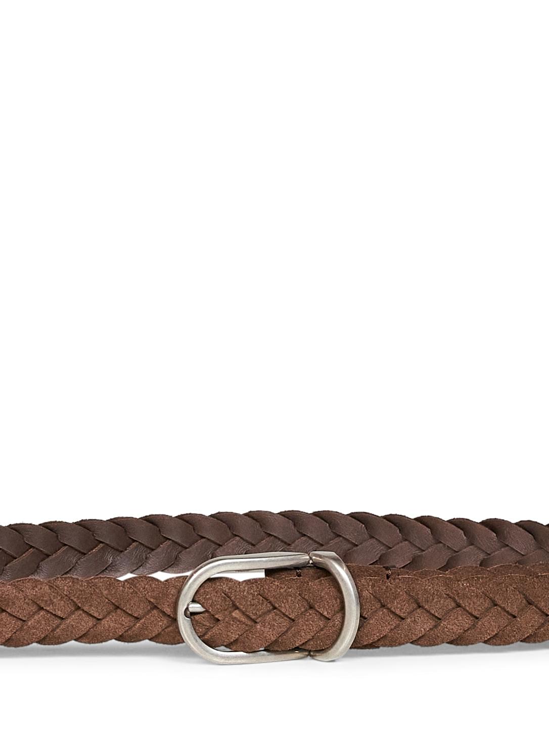Brunello Cucinelli Men Dark Brown Suede Woven Belt BRUNELLO CUCINELLI