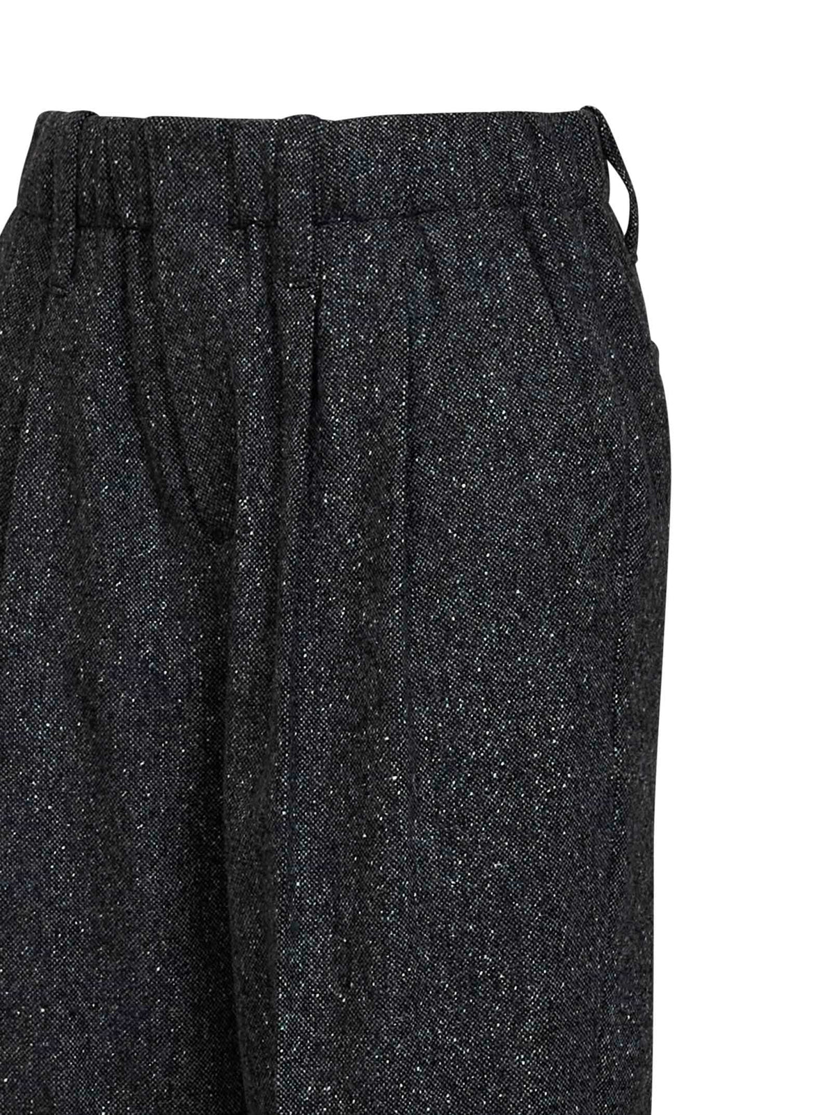 Brunello Cucinelli Women Black Donegal Wool Baggy Sartorial Trousers BRUNELLO CUCINELLI