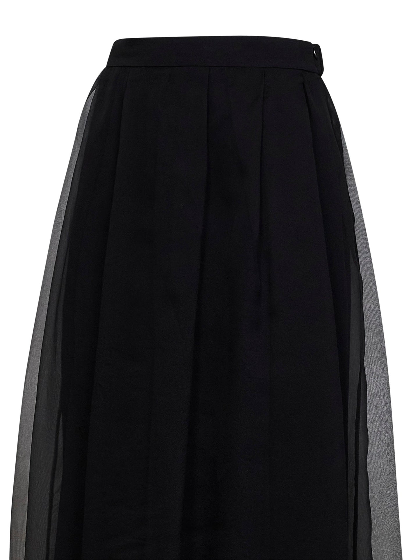 Brunello Cucinelli Women Black Crispy Silk Flared Midi Skirt BRUNELLO CUCINELLI