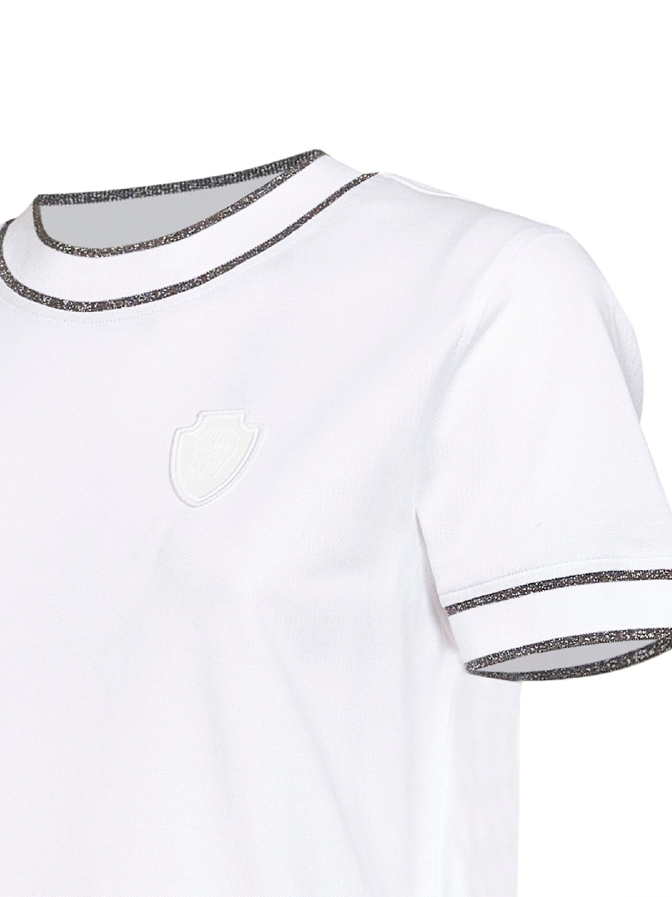 Brunello Cucinelli Women White Stretch Cotton Piqué Logo T-Shirt BRUNELLO CUCINELLI
