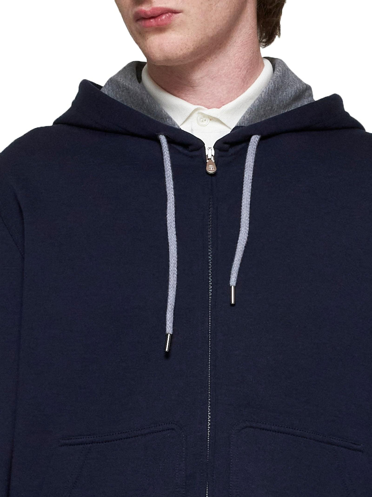 Brunello Cucinelli Men Cotton-Blend Hoodie With Zip BRUNELLO CUCINELLI