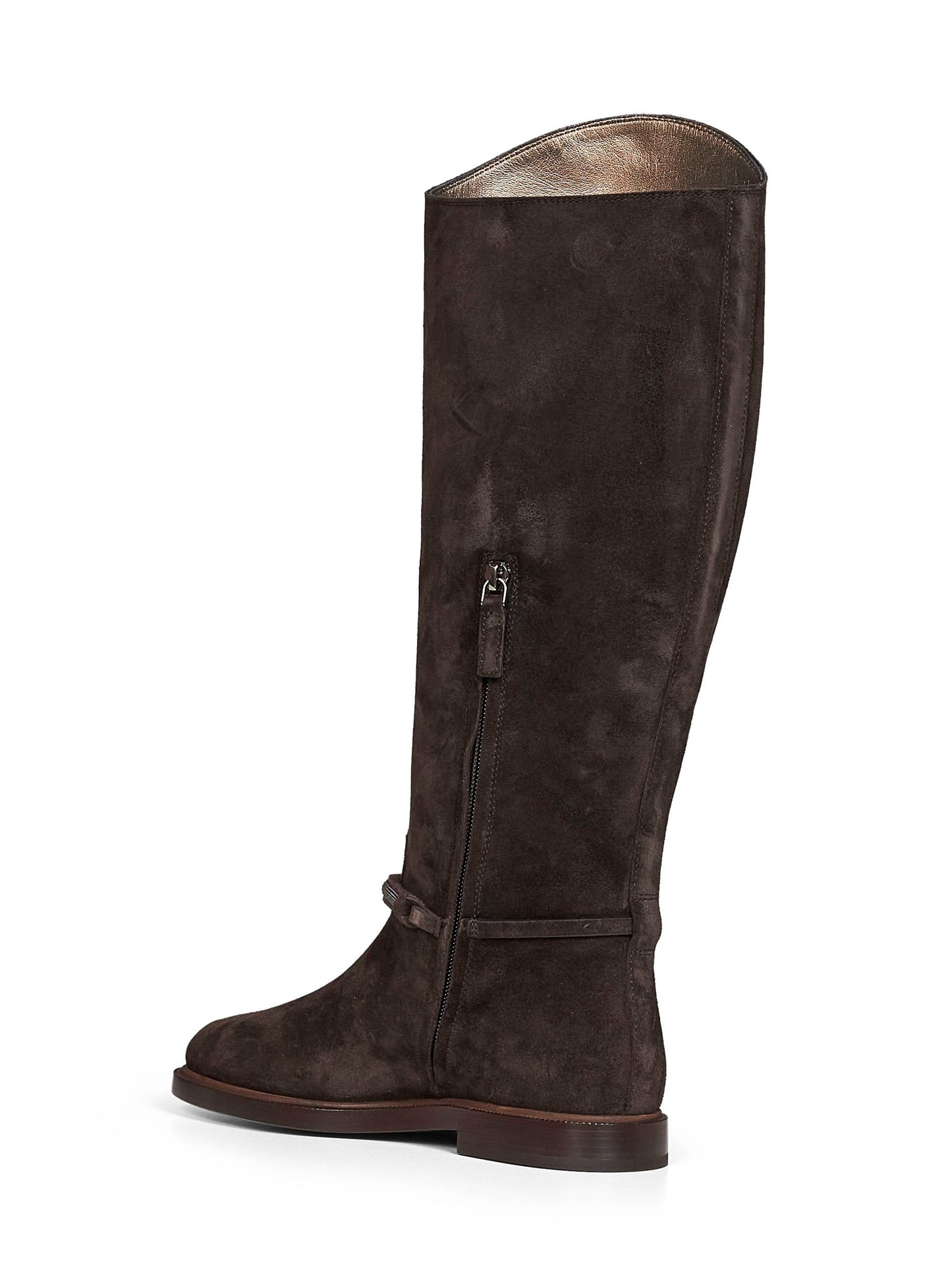 Brunello Cucinelli Women Pepper Suede Boot With Precious Strap BRUNELLO CUCINELLI