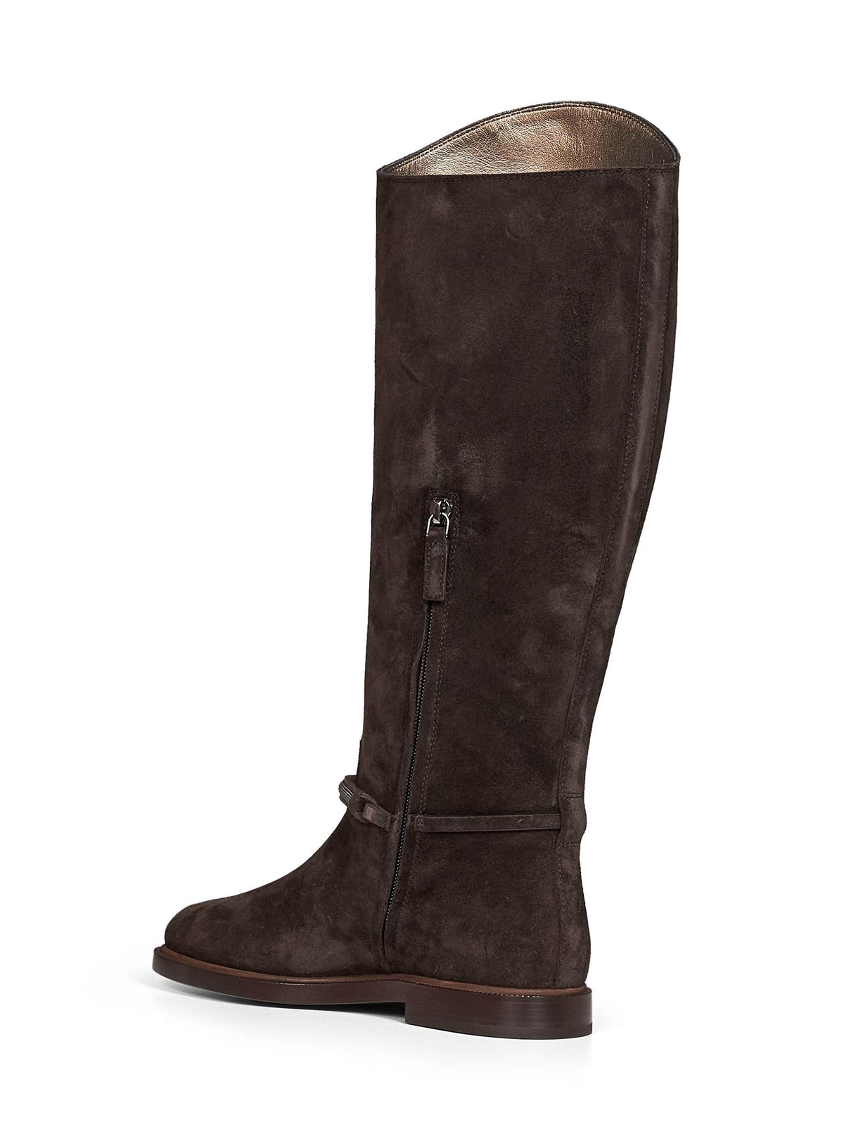Brunello Cucinelli Women Pepper Suede Boot With Precious Strap BRUNELLO CUCINELLI