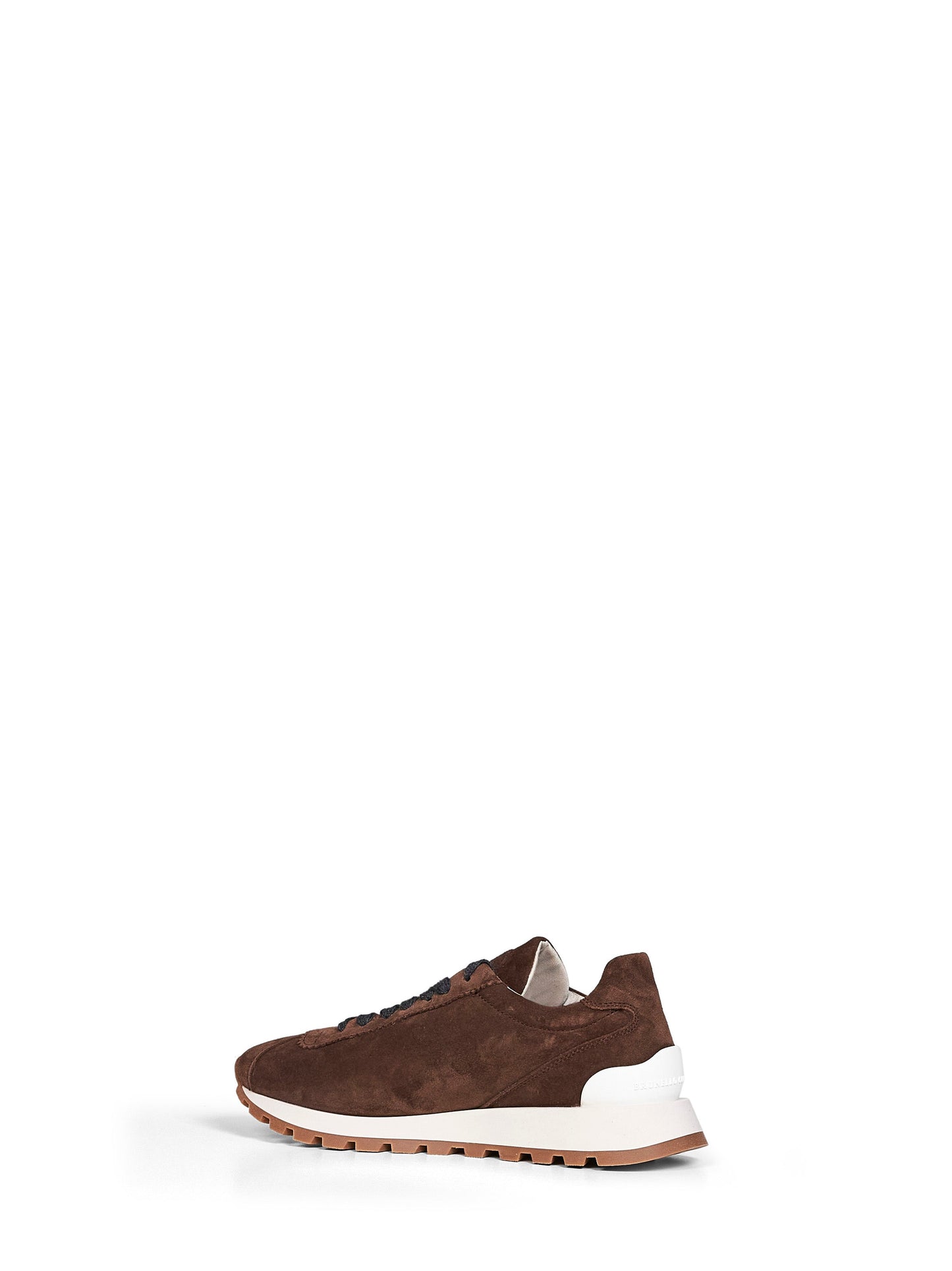 Brunello Cucinelli Women Espresso Suede Runners With Shiny Tab BRUNELLO CUCINELLI