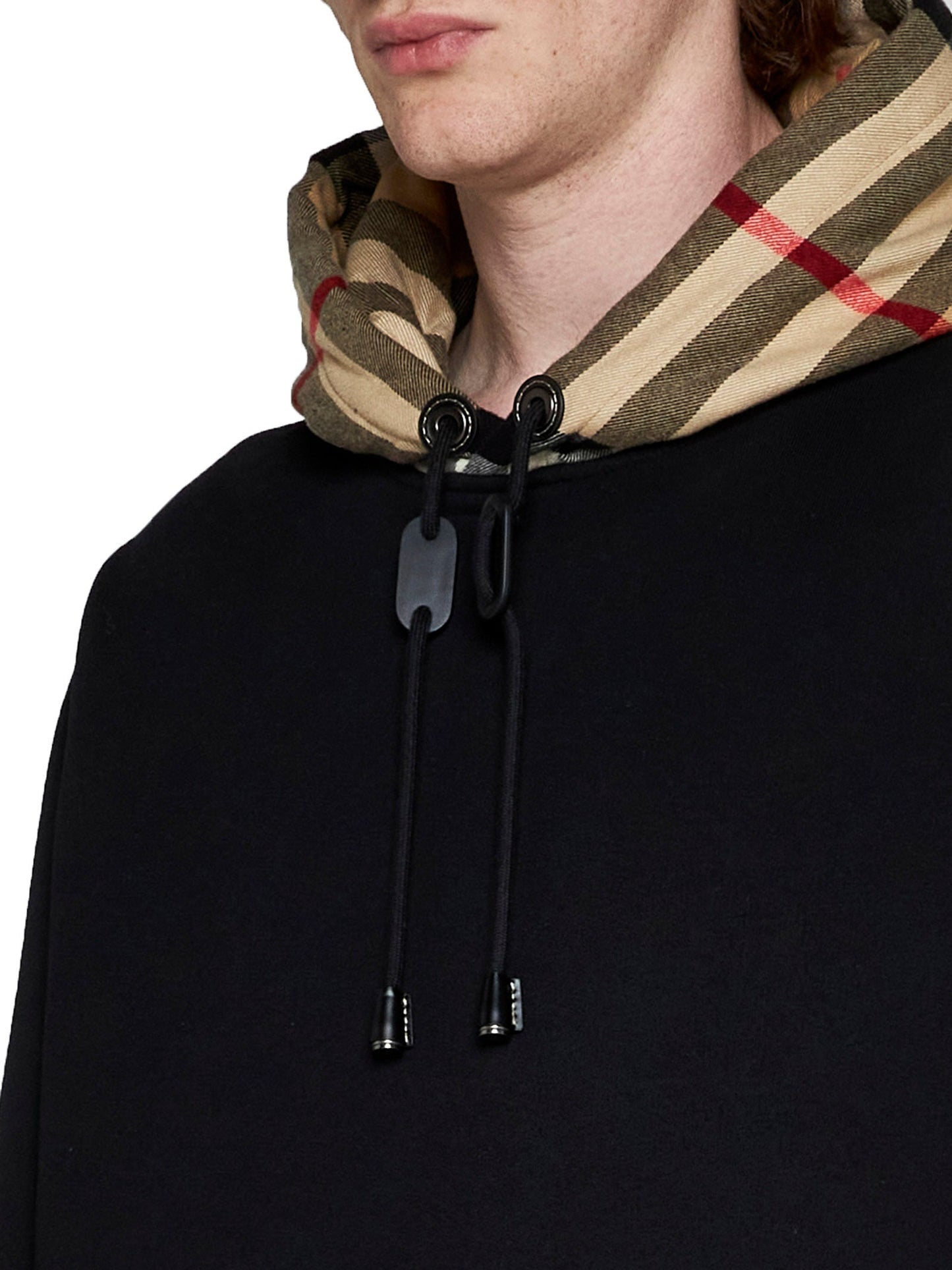 Burberry Men Checked Cotton Hoodie BURBERRY