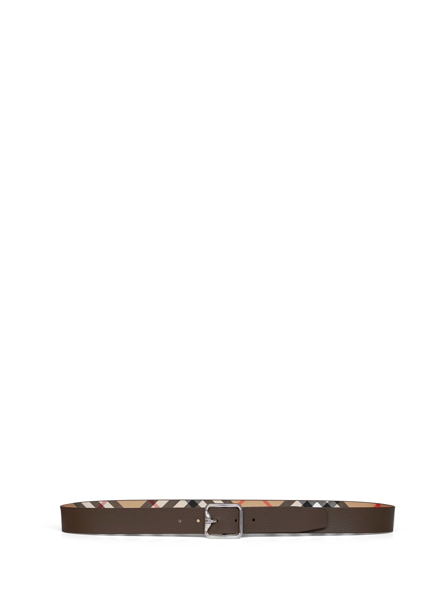Burberry Men Sand Beige And Military Brown Reversible B Buckle Check Belt BURBERRY