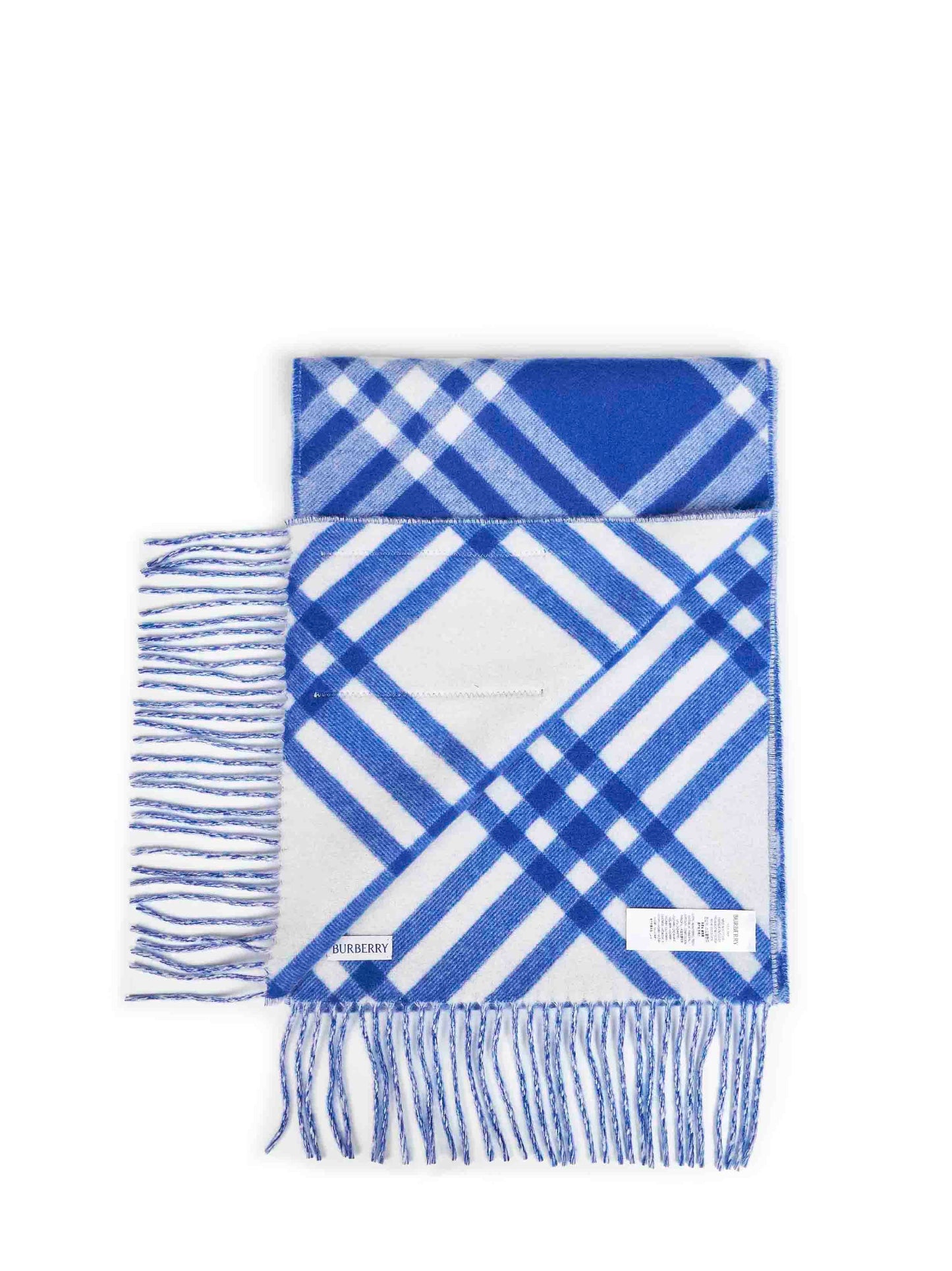 Burberry Men Knight Blue Double-Face Check Cashmere Scarf BURBERRY