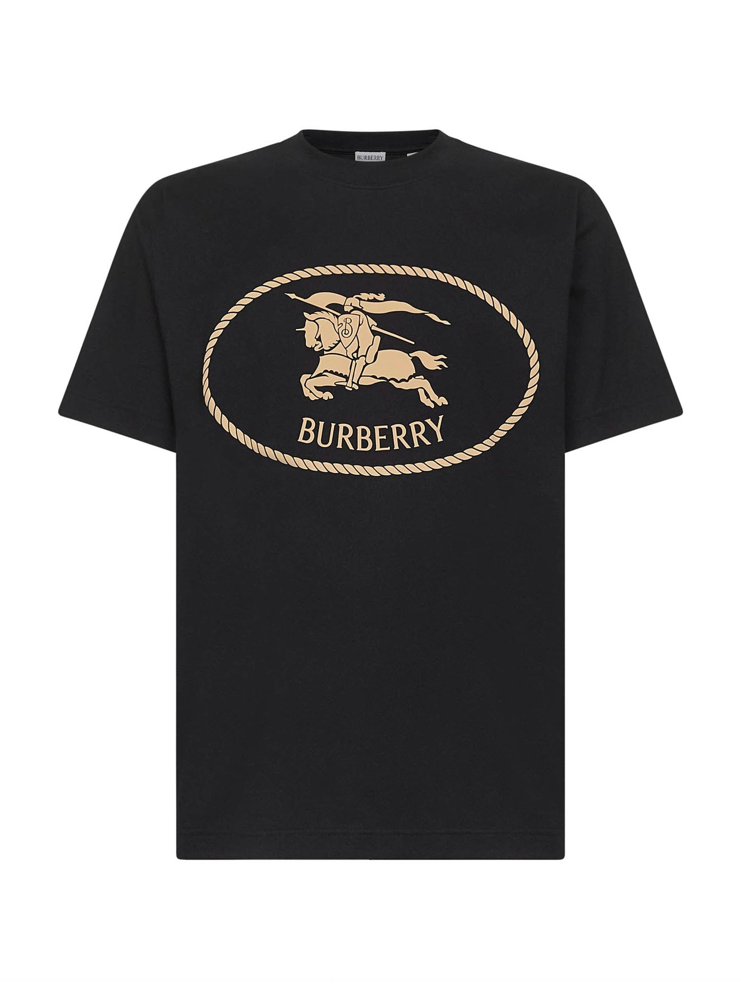 Burberry Men Black Cotton Knight Stamp T-Shirt BURBERRY