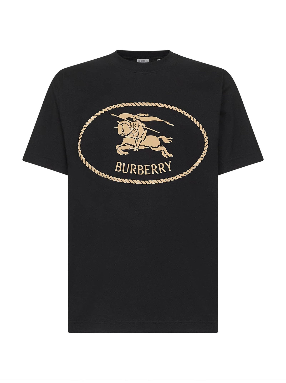 Burberry Men Black Cotton Knight Stamp T-Shirt BURBERRY