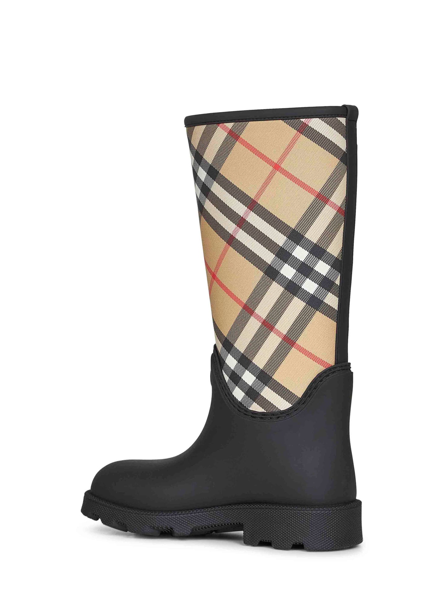 Burberry Women Black Rubber Marsh Stamp High Rain Boots BURBERRY