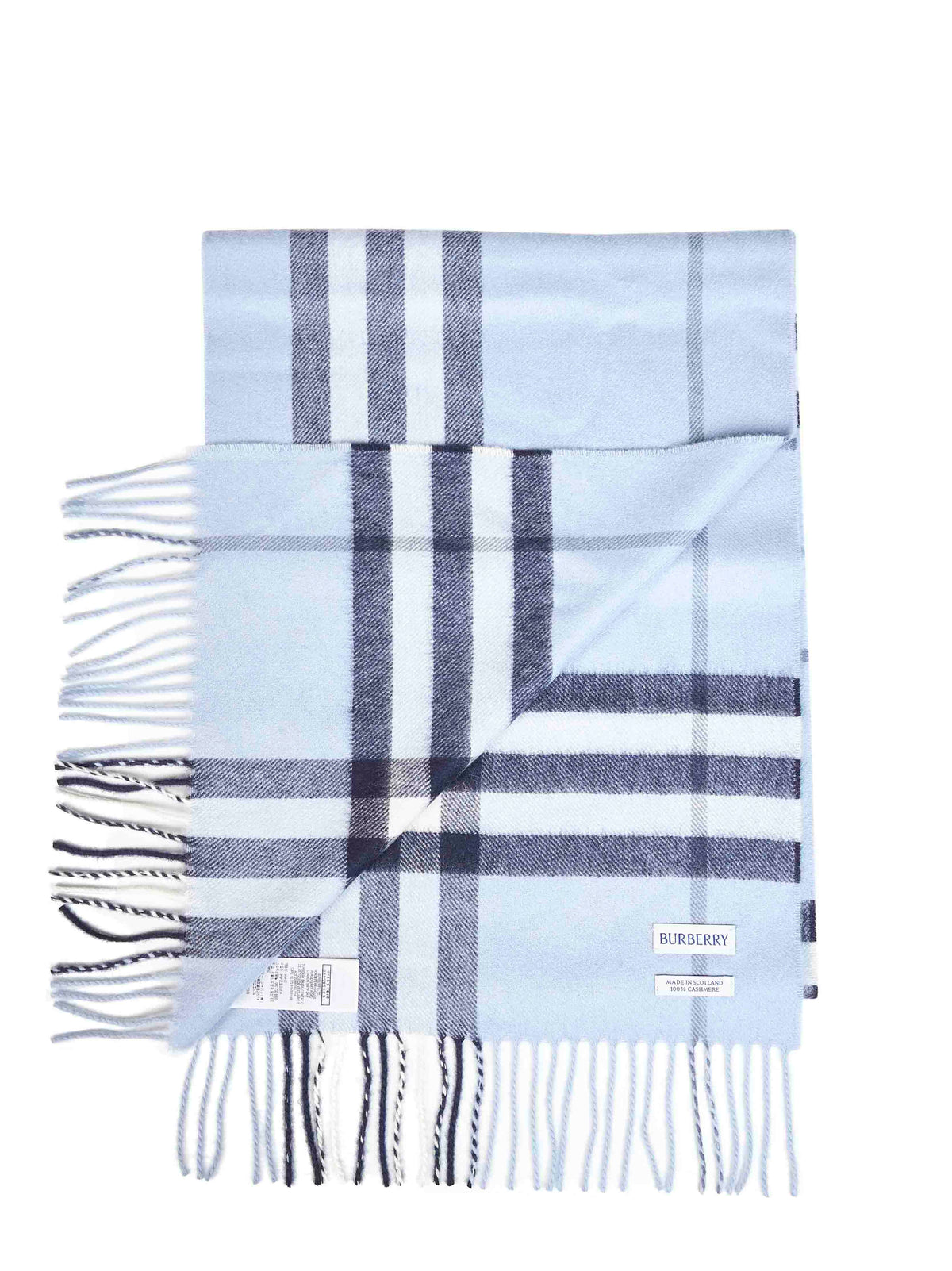 Burberry Women Bank Blue Check Cashmere Scarf BURBERRY