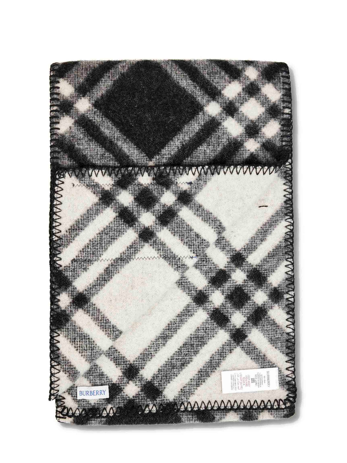 Burberry Men Black Check Wool Scarf BURBERRY