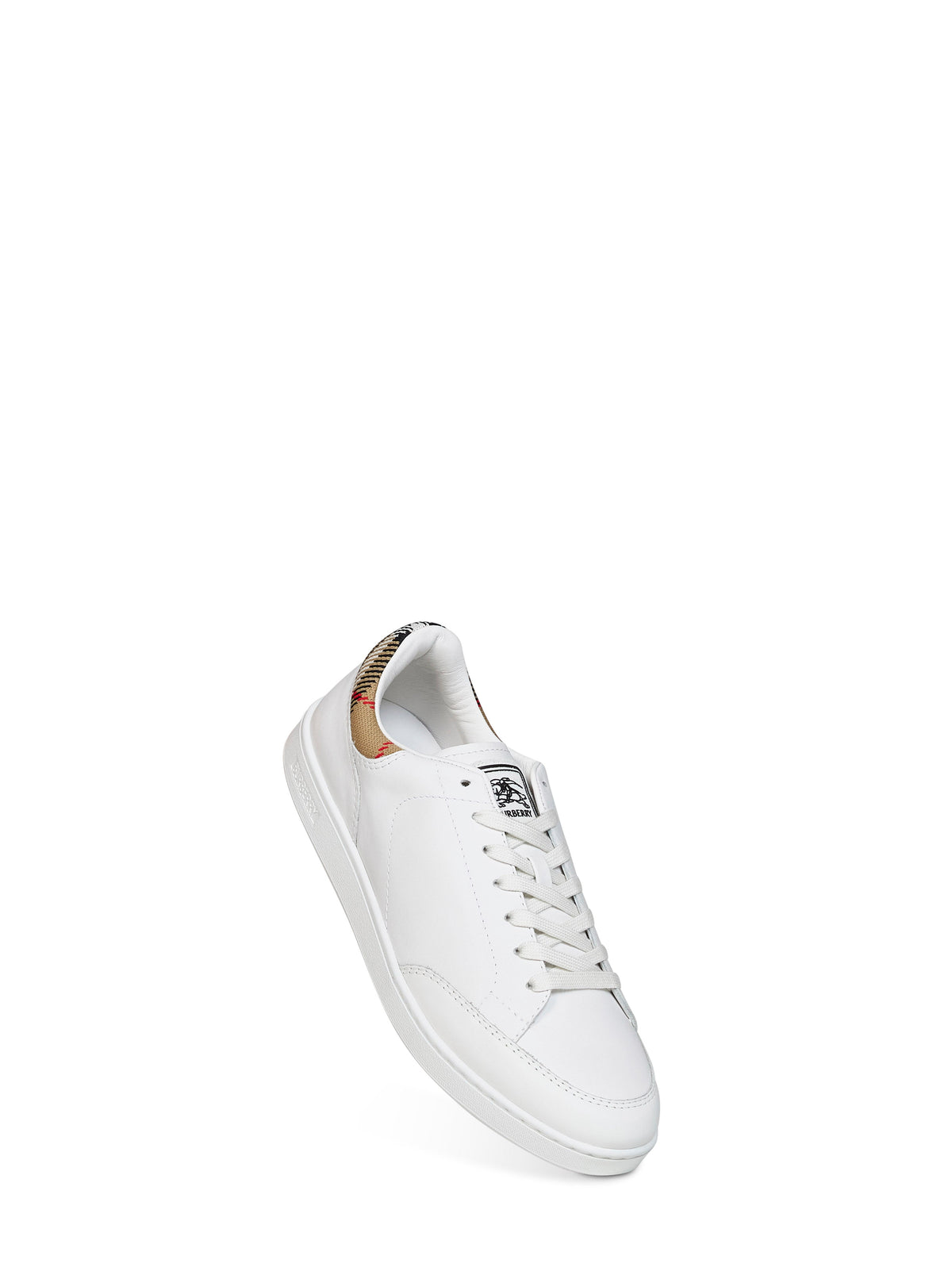 Burberry Men White Smooth Leather Set Sneakers With Check Insert BURBERRY