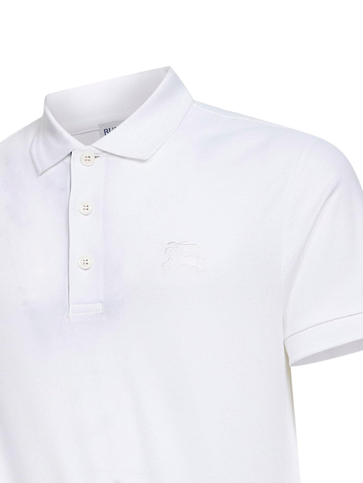 Burberry Men White Cotton Pique Polo Shirt With Ekd Embroidery BURBERRY