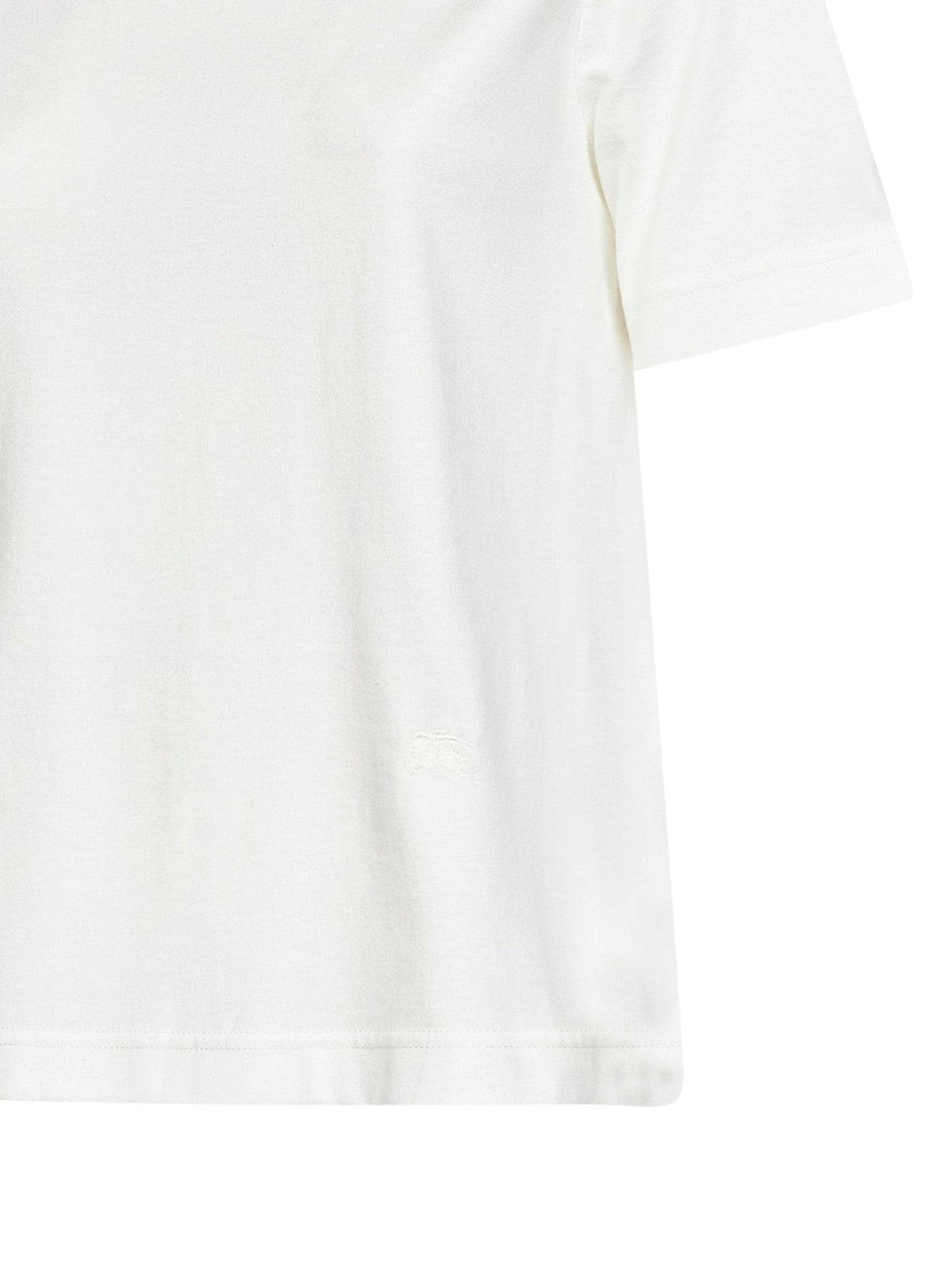 Burberry Women Chalk White Cotton T-Shirt With Check Ties BURBERRY