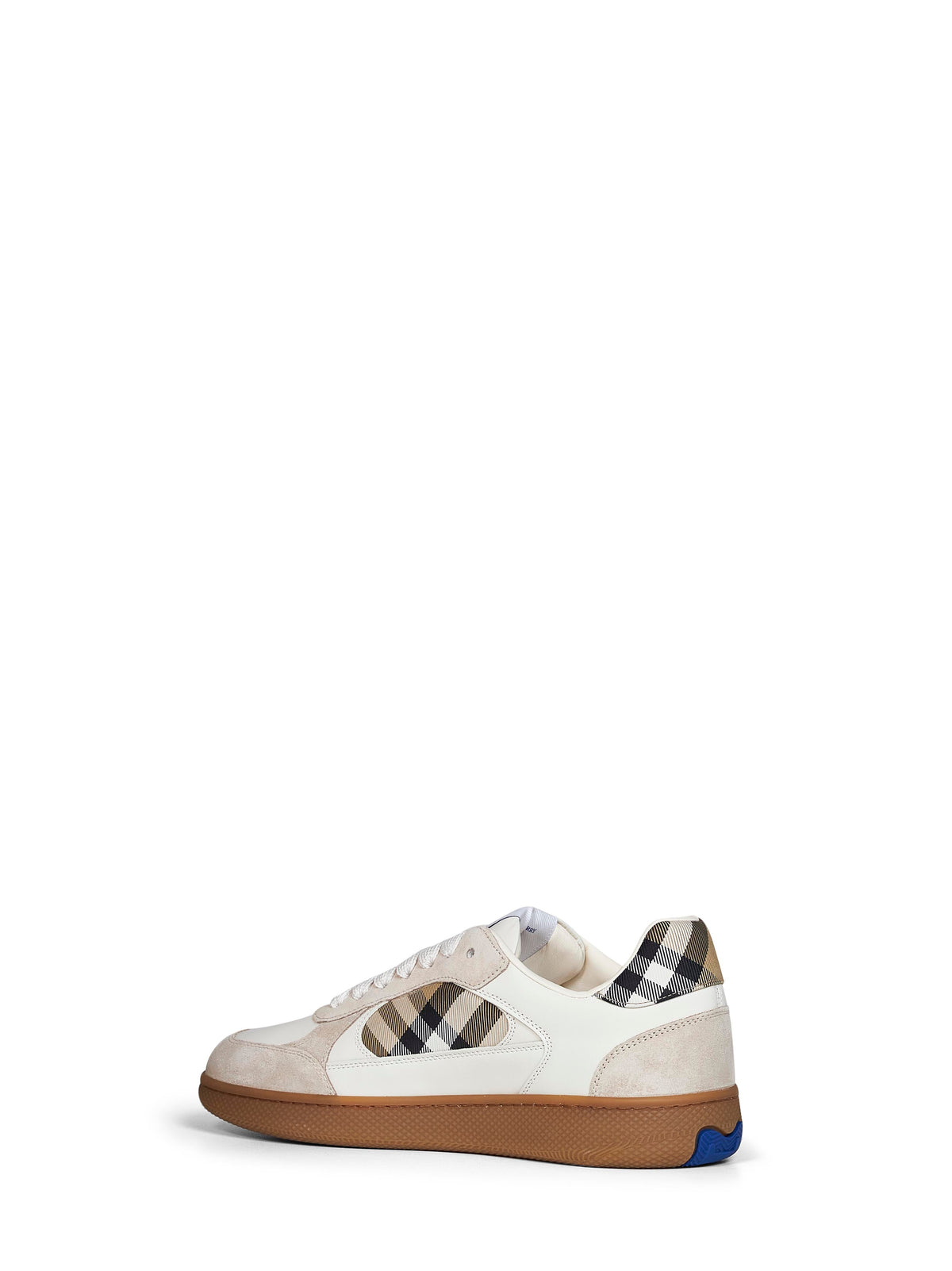 Burberry Men Dove Beige And Sand Beige Leather And Check Terrace Sneakers BURBERRY