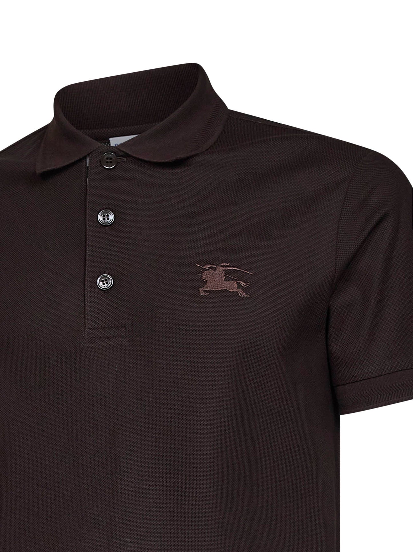 Burberry Men Clove Brown Cotton Pique Embroidered Polo Shirt BURBERRY