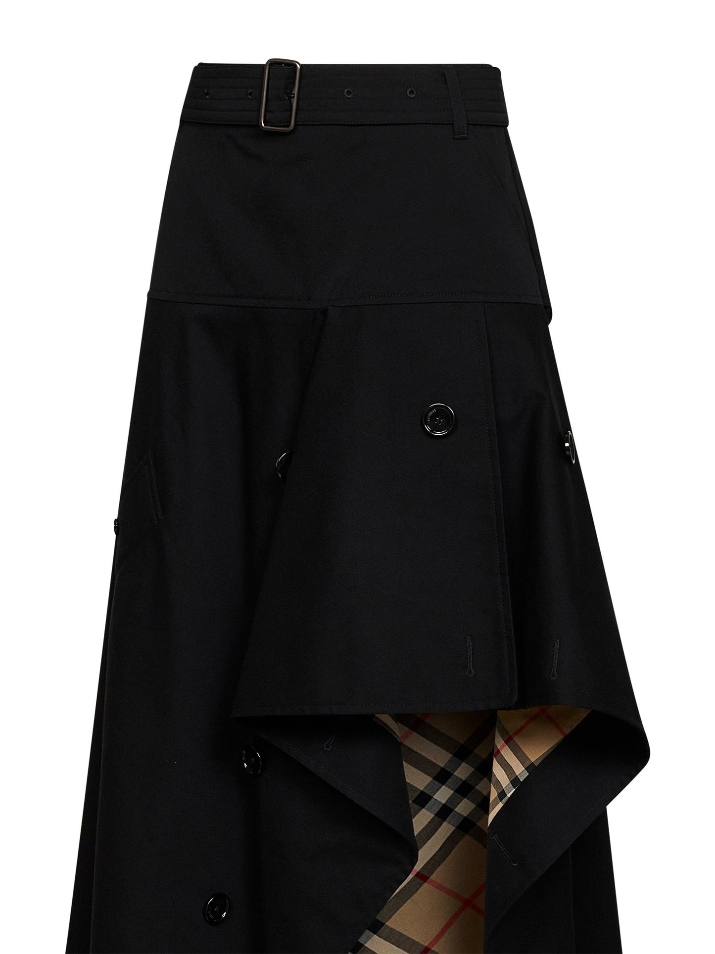 Burberry Women Black Cotton Asymmetric Belted Trench Skirt BURBERRY