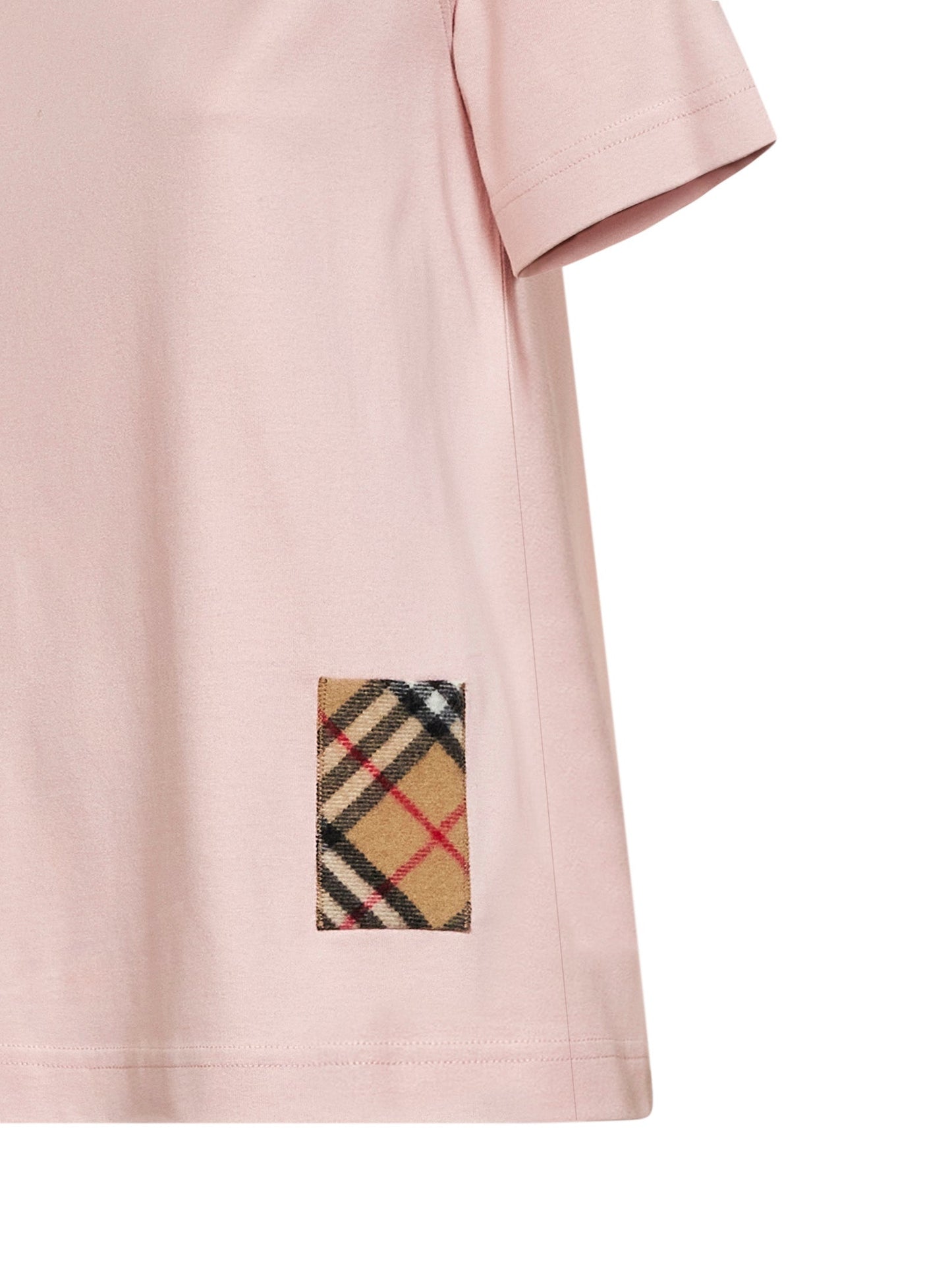 Burberry Women Bouquet Pink Cotton T-Shirt With Check Patch BURBERRY