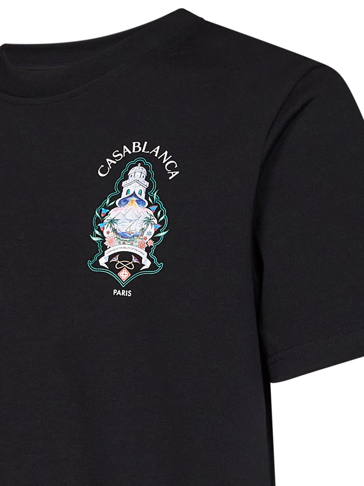 Casablanca Men Black Cotton Jersey Hotel Emblem T-Shirt CASABLANCA