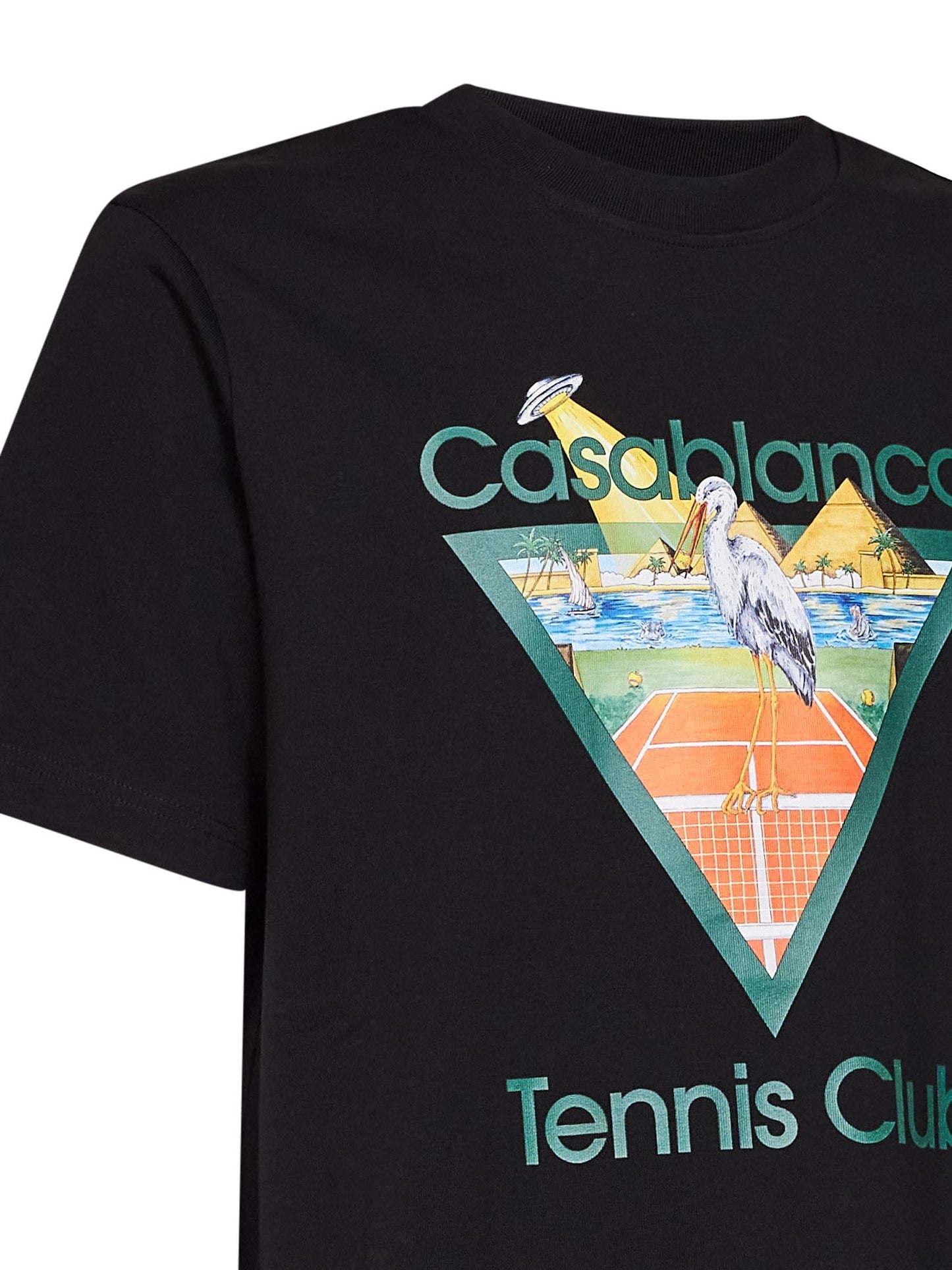 Casablanca Men Black Jersey Tennis Club Icon Pyramid Abduction T-Shirt CASABLANCA