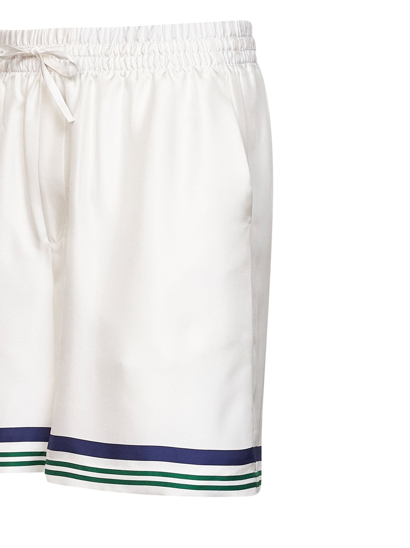 Casablanca Men White Silk Hotel Emblem Shorts CASABLANCA