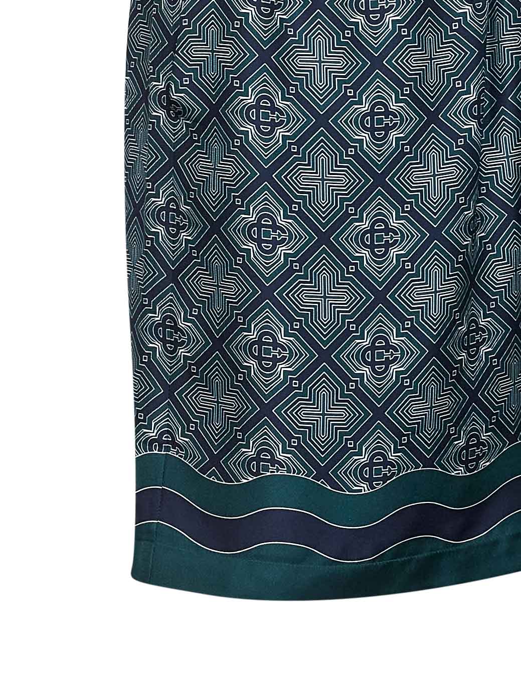 Casablanca Men Green Printed Silk Radiating Monogram Shorts CASABLANCA