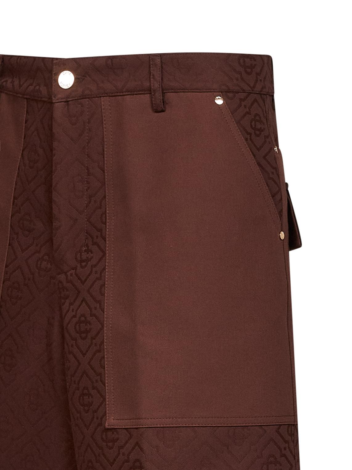 Casablanca Men Dark Brown Cotton Monogram Cargo Shorts CASABLANCA