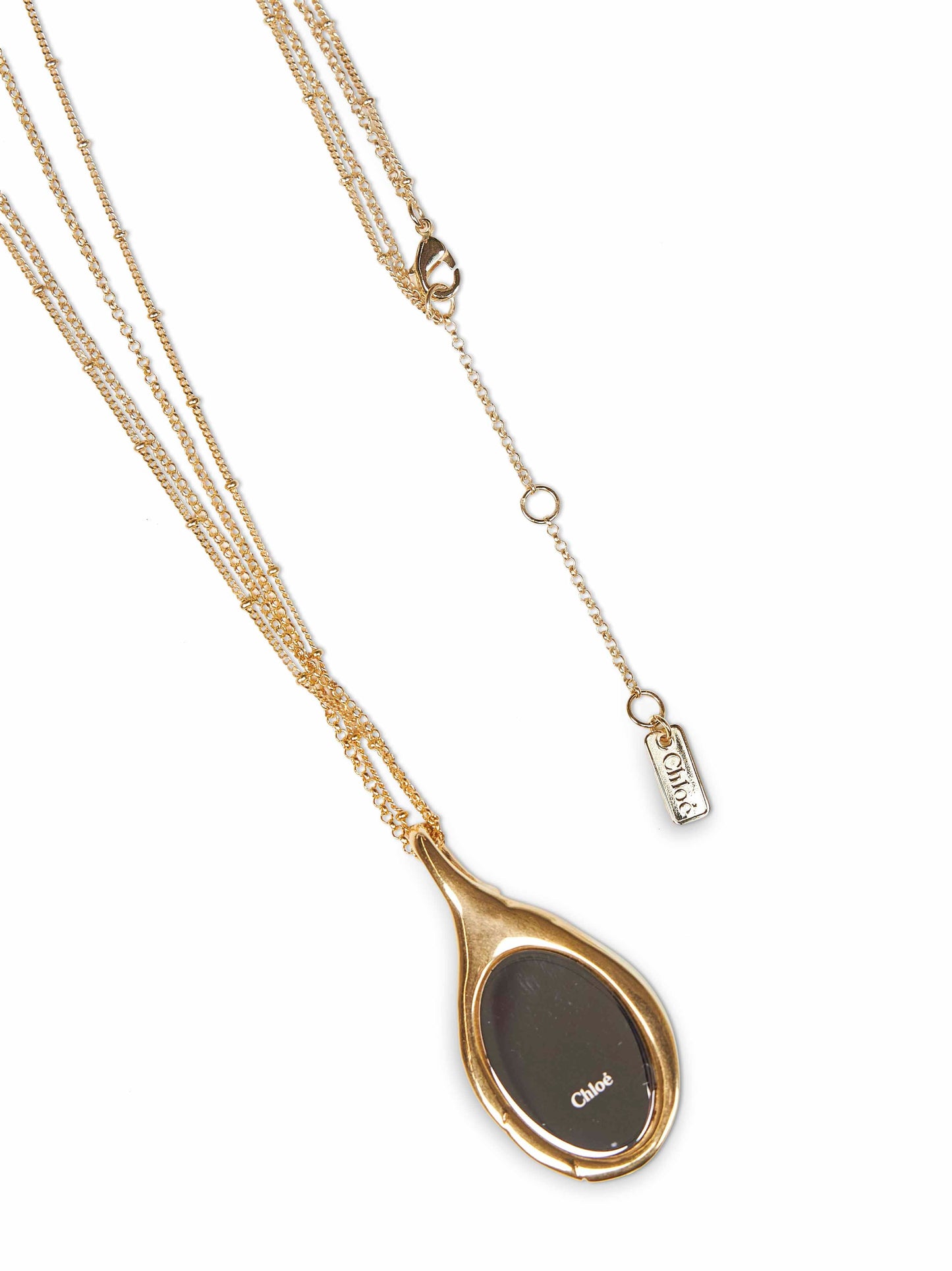 Chloé Women Gold Metal Chloé Mirror Pendant Necklace CHLOE