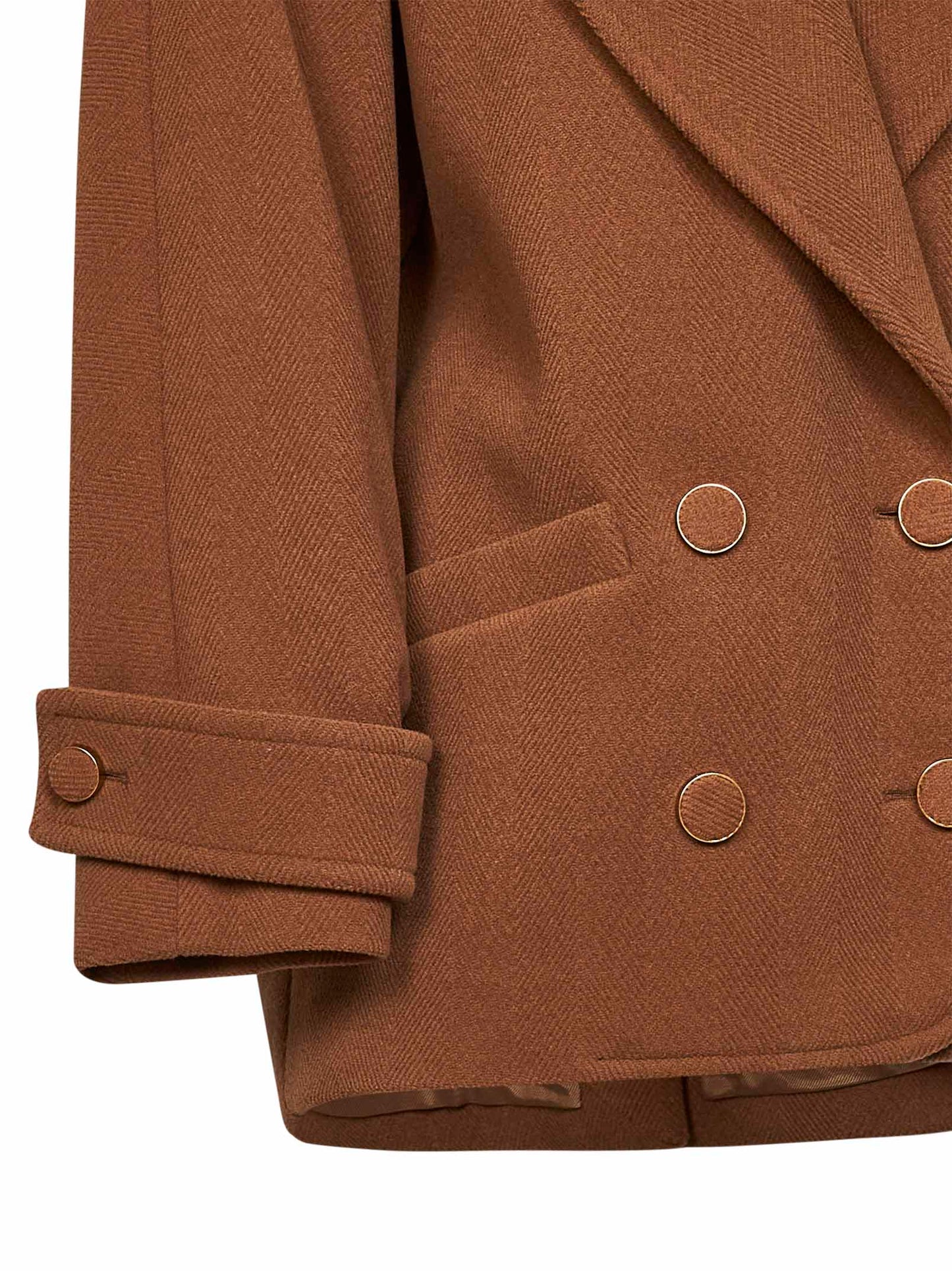 Chloé Women Dusty Camel Herringbone Wool Short Coat CHLOE