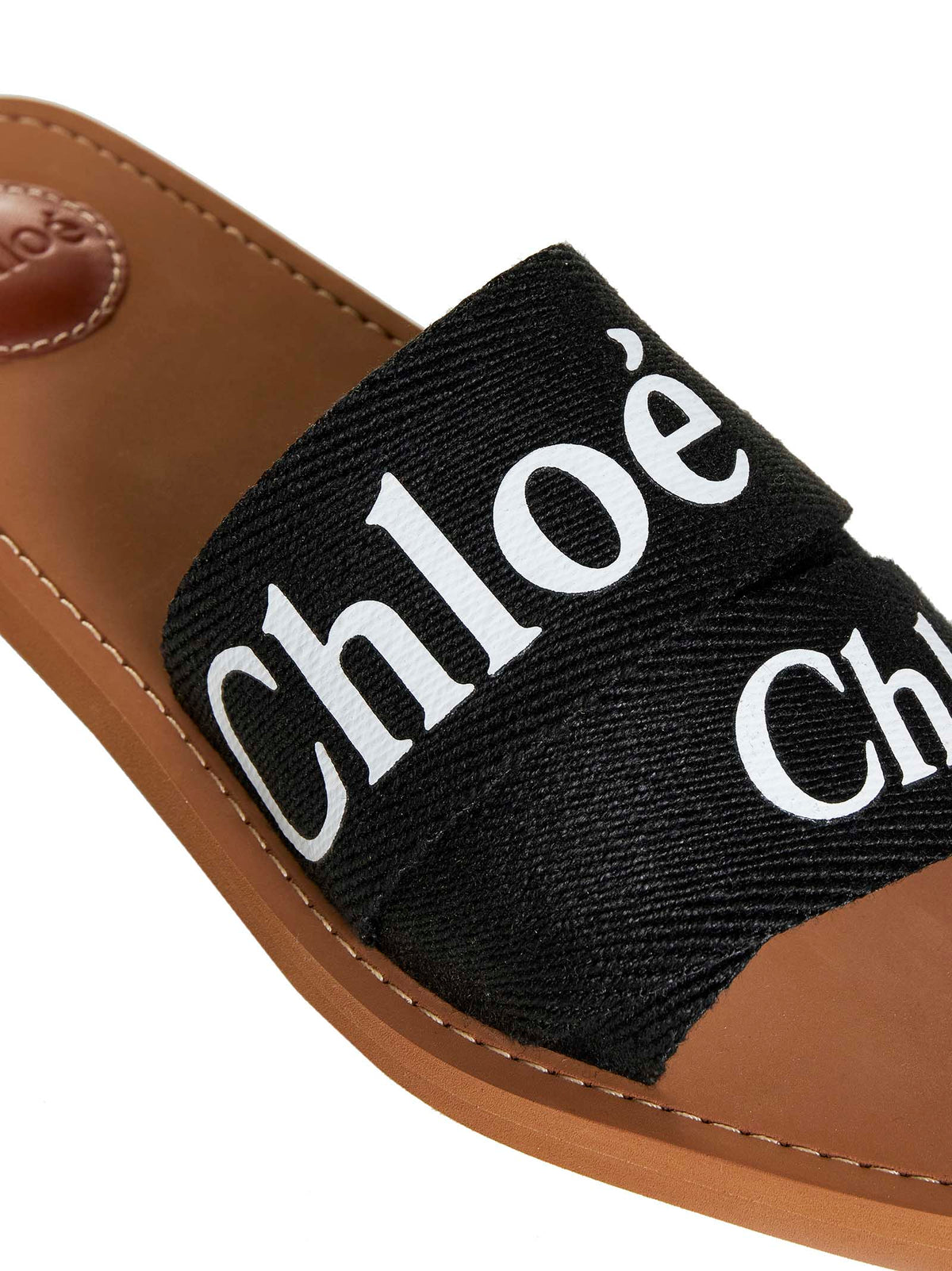 Chloé Women Woody Linen Flat Sandals CHLOE