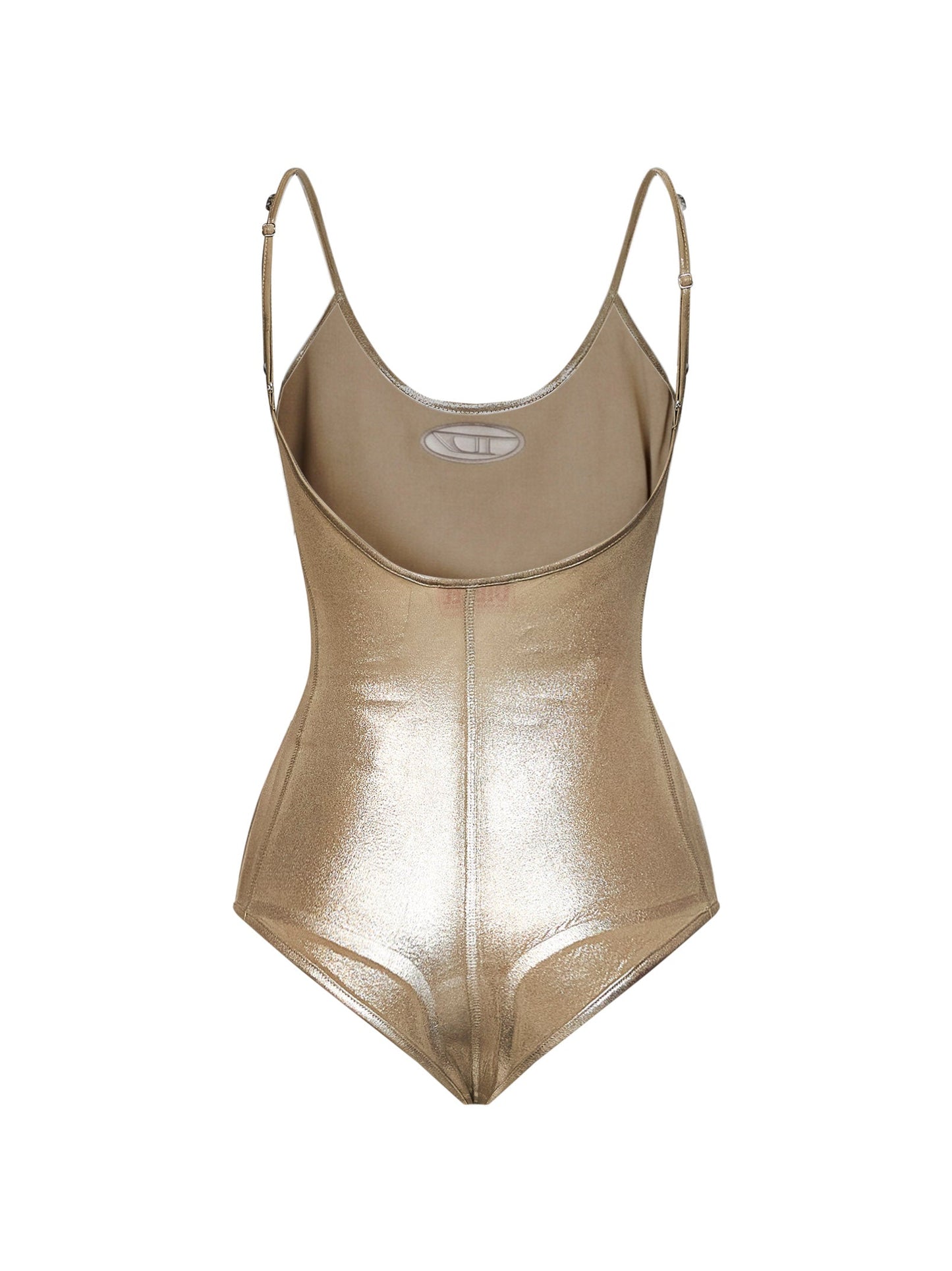 Diesel Women Gold Metallic Stretch Jersey T-Imyny Bodysuit DIESEL