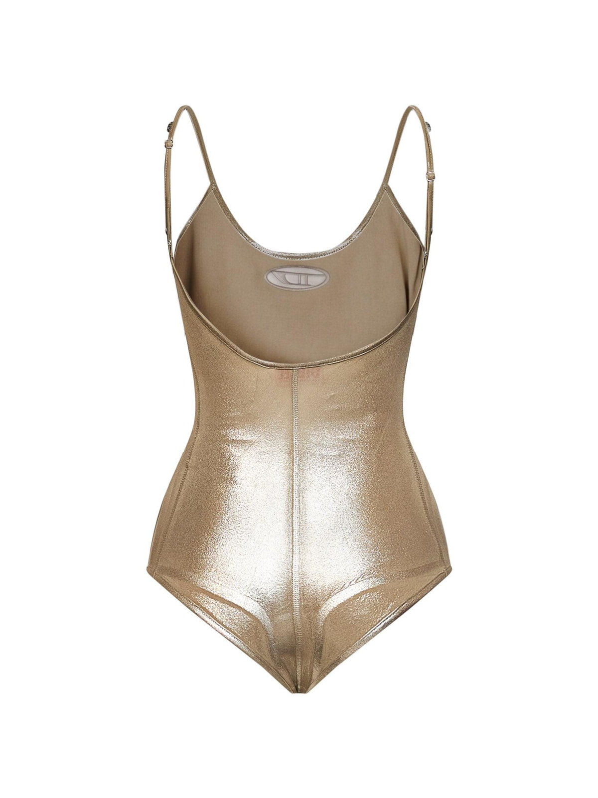 Diesel Women Gold Metallic Stretch Jersey T-Imyny Bodysuit DIESEL