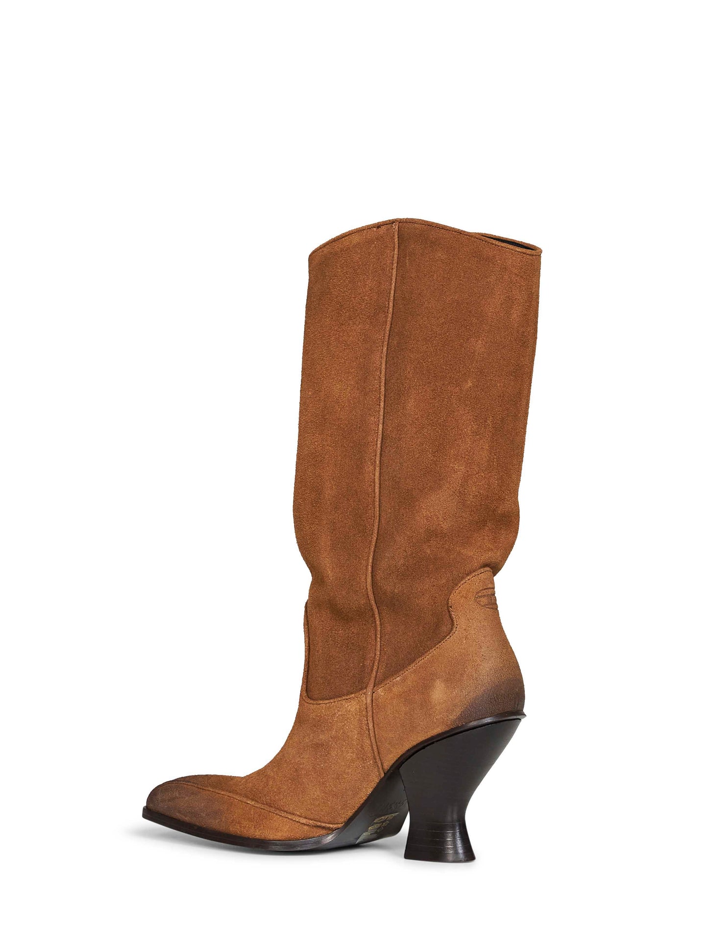 Diesel Women Brown Suede D-Luffy-75-Tube Boots DIESEL