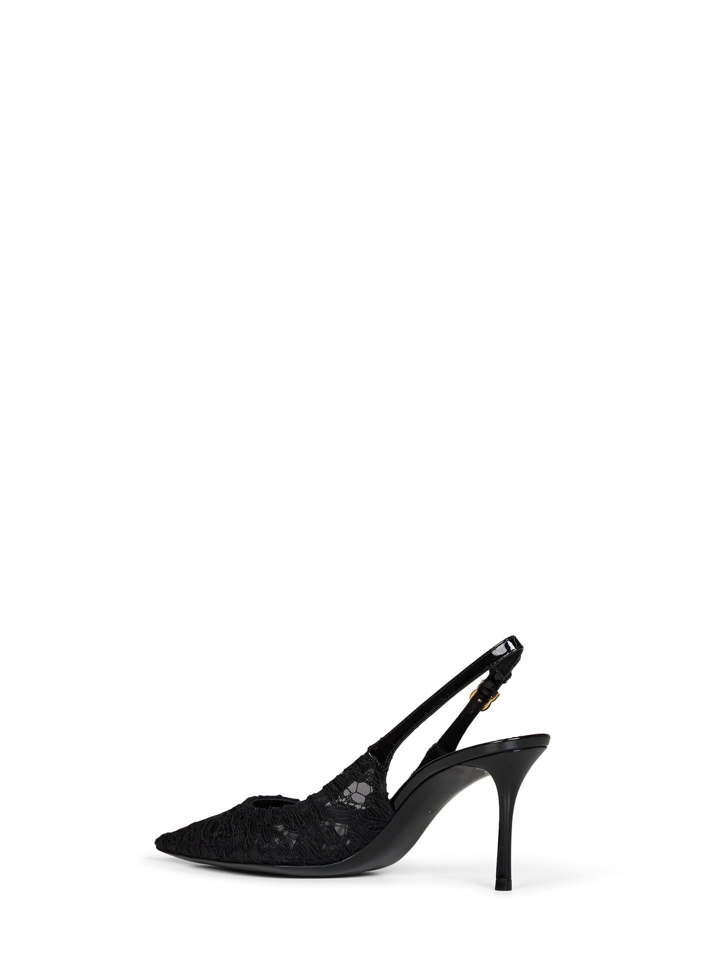 Dolce & Gabbana Women Black Taormina Lace And Patent Leather Slingback Pumps DOLCE & GABBANA