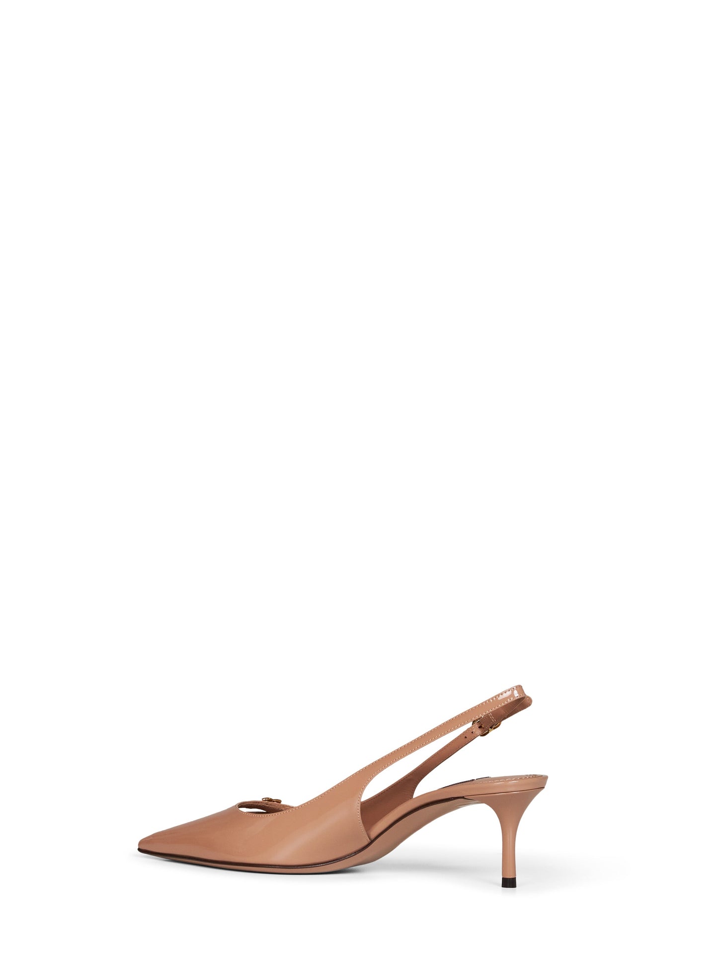 Dolce & Gabbana Women Dark Beige Patent Leather Slingback Pumps With Dg Logo DOLCE & GABBANA