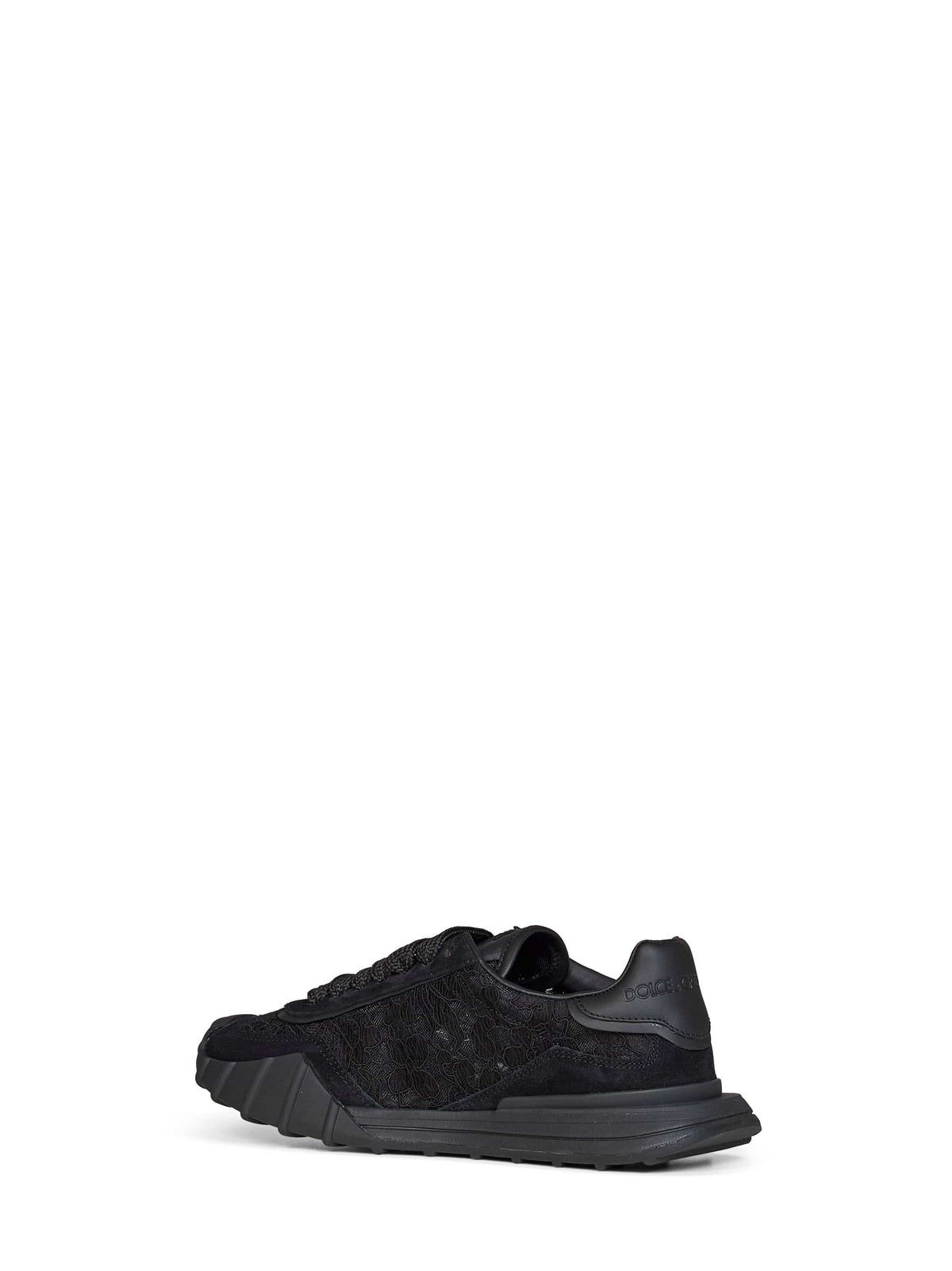 Dolce & Gabbana Women Black Lace And Calf Suede Low-Top Sneakers DOLCE & GABBANA