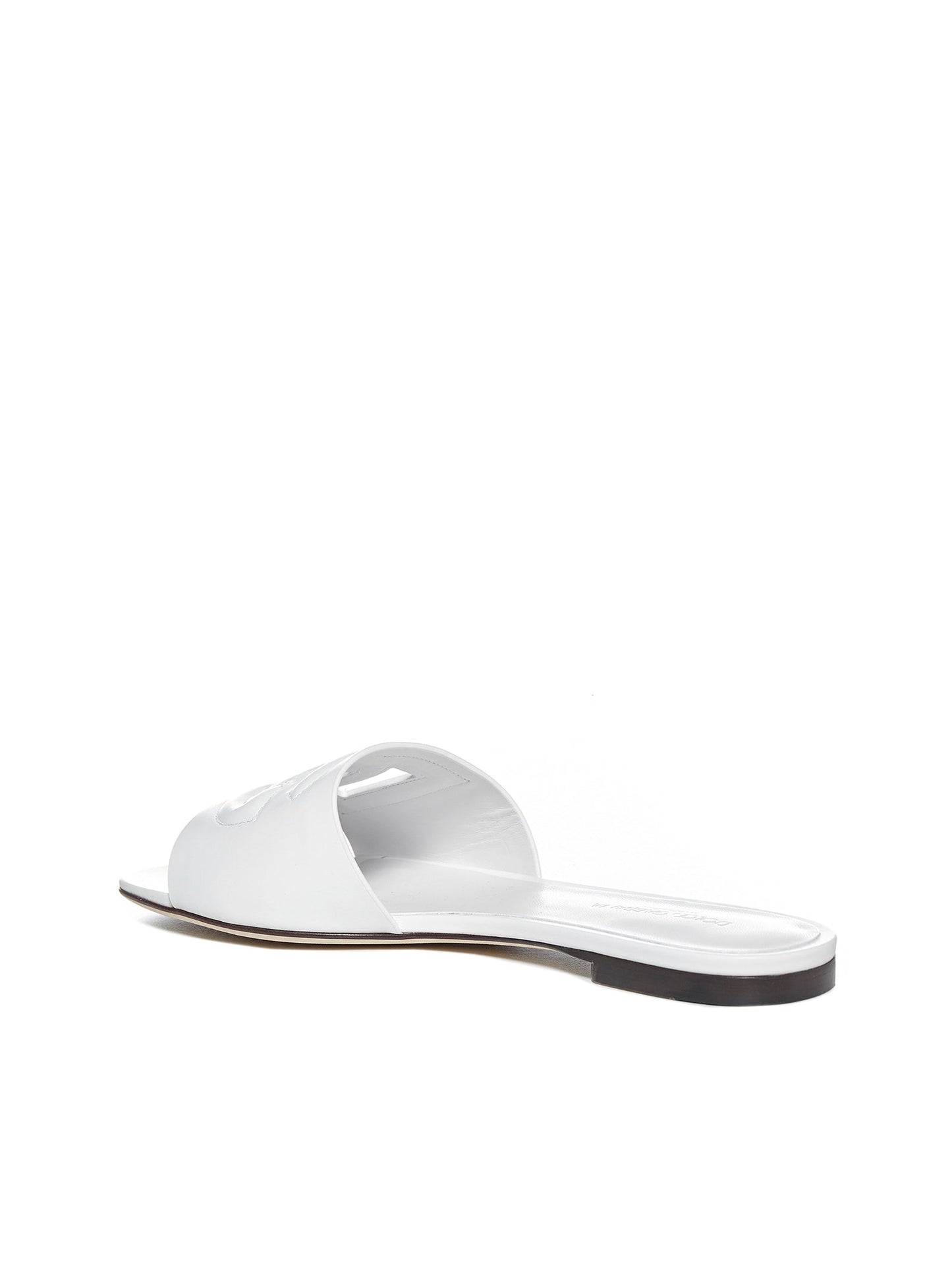 Dolce & Gabbana Women White Leather Slide DOLCE & GABBANA