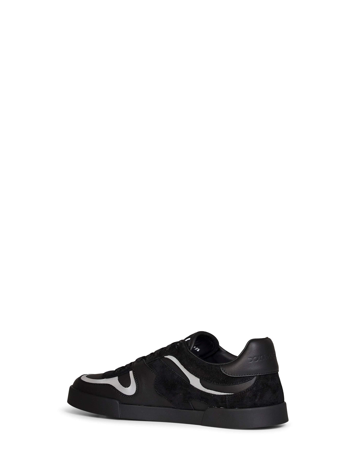 Dolce & Gabbana Men Black Nappa Calfskin And Suede Portofino Sneakers DOLCE & GABBANA